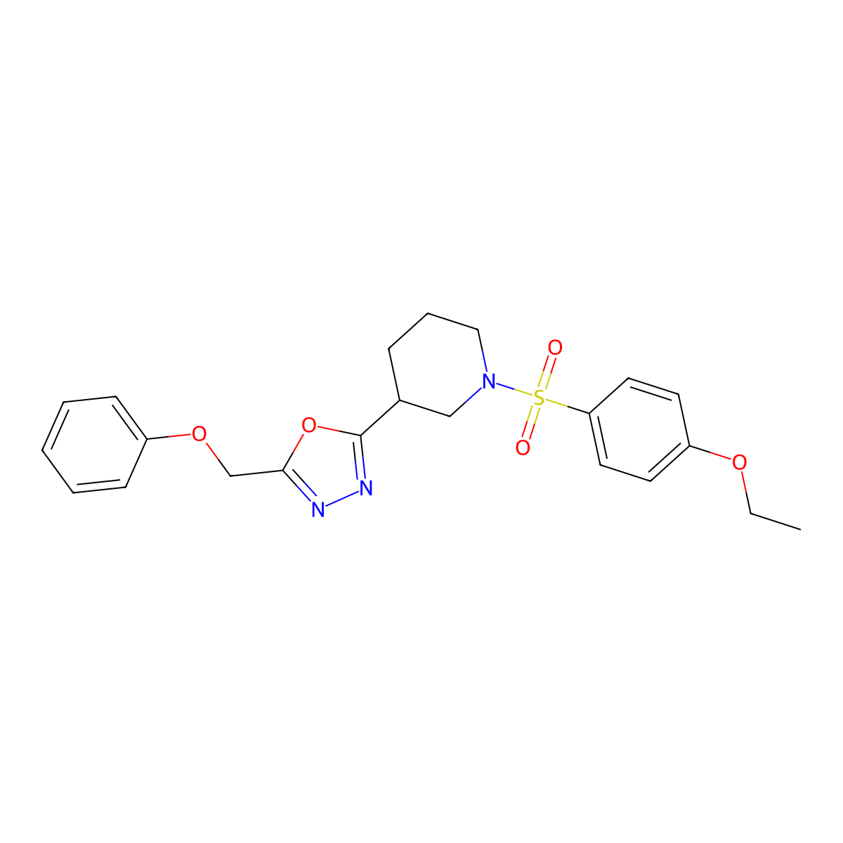 1-(4-Ethoxybenzenesulfonyl)-3-[5-(phenoxymethyl)-1,3,4-oxadiazol-2-yl]piperidine molecular structure, CAS 1171238-53-1