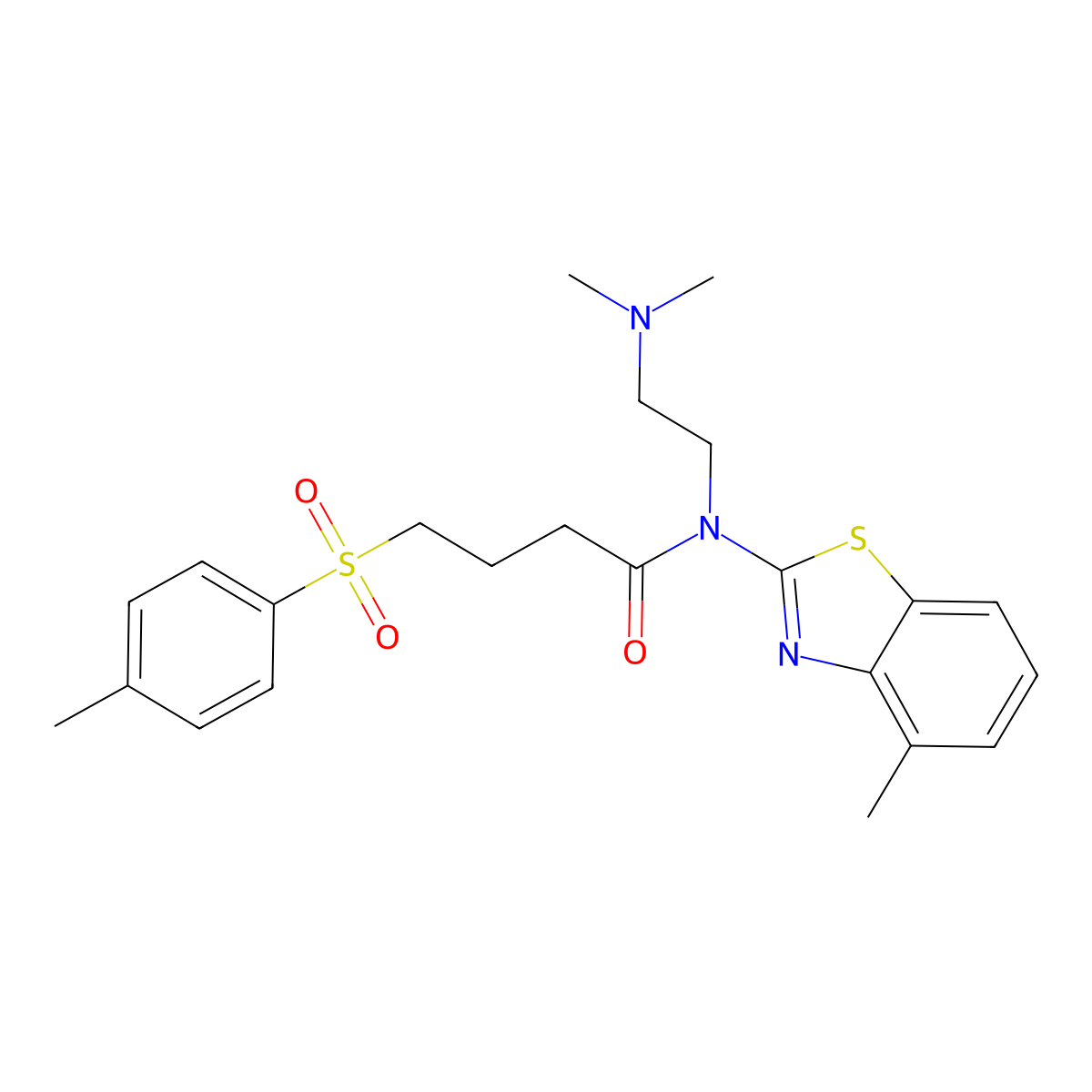 N-(2-(Dimethylamino)ethyl)-N-(4-methylbenzo[d]thiazol-2-yl)-4-tosylbutanamide molecular structure, CAS 1171239-90-9