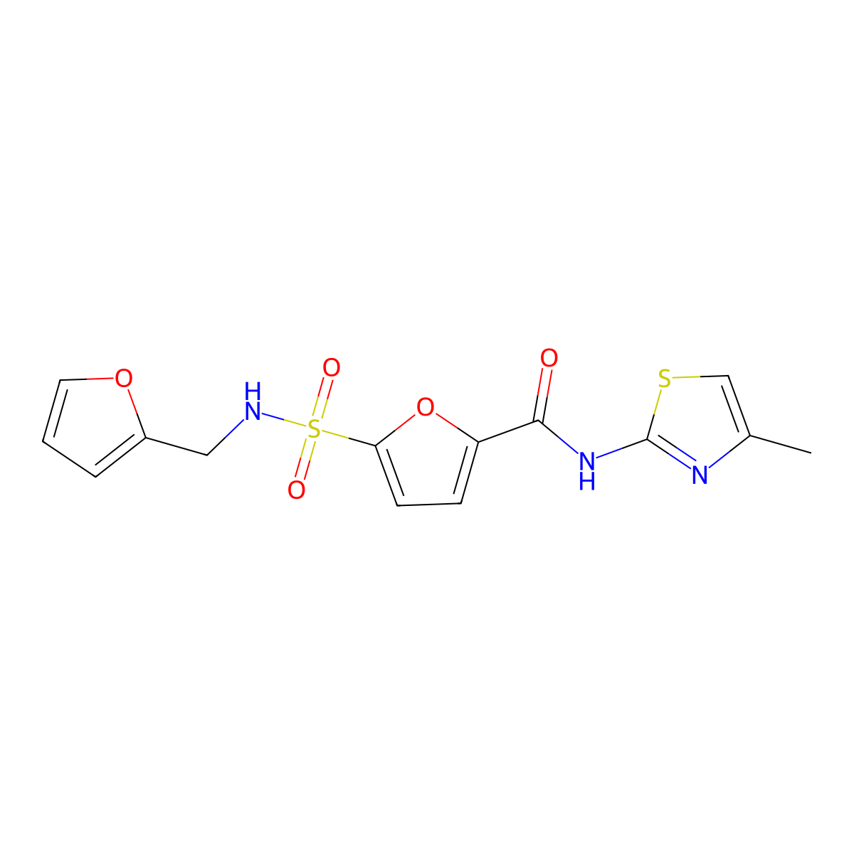 5-(N-(furan-2-ylmethyl)sulfamoyl)-N-(4-methylthiazol-2-yl)furan-2-carboxamide molecular structure, CAS 1171241-39-6