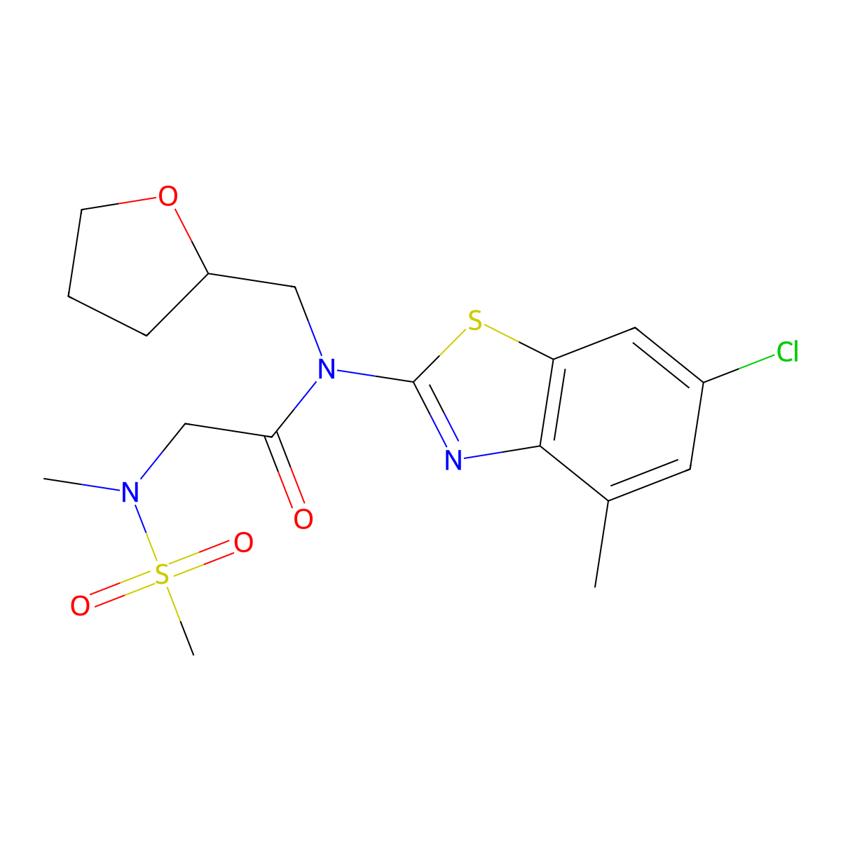N-(6-chloro-4-methyl-1,3-benzothiazol-2-yl)-2-(N-methylmethanesulfonamido)-N-[(oxolan-2-yl)methyl]acetamide molecular structure, CAS 1171242-55-9