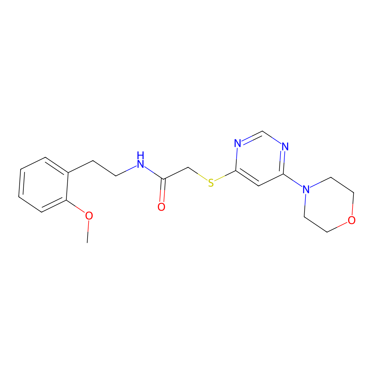 N-(2-methoxyphenethyl)-2-((6-morpholinopyrimidin-4-yl)thio)acetamide molecular structure, CAS 1171242-64-0