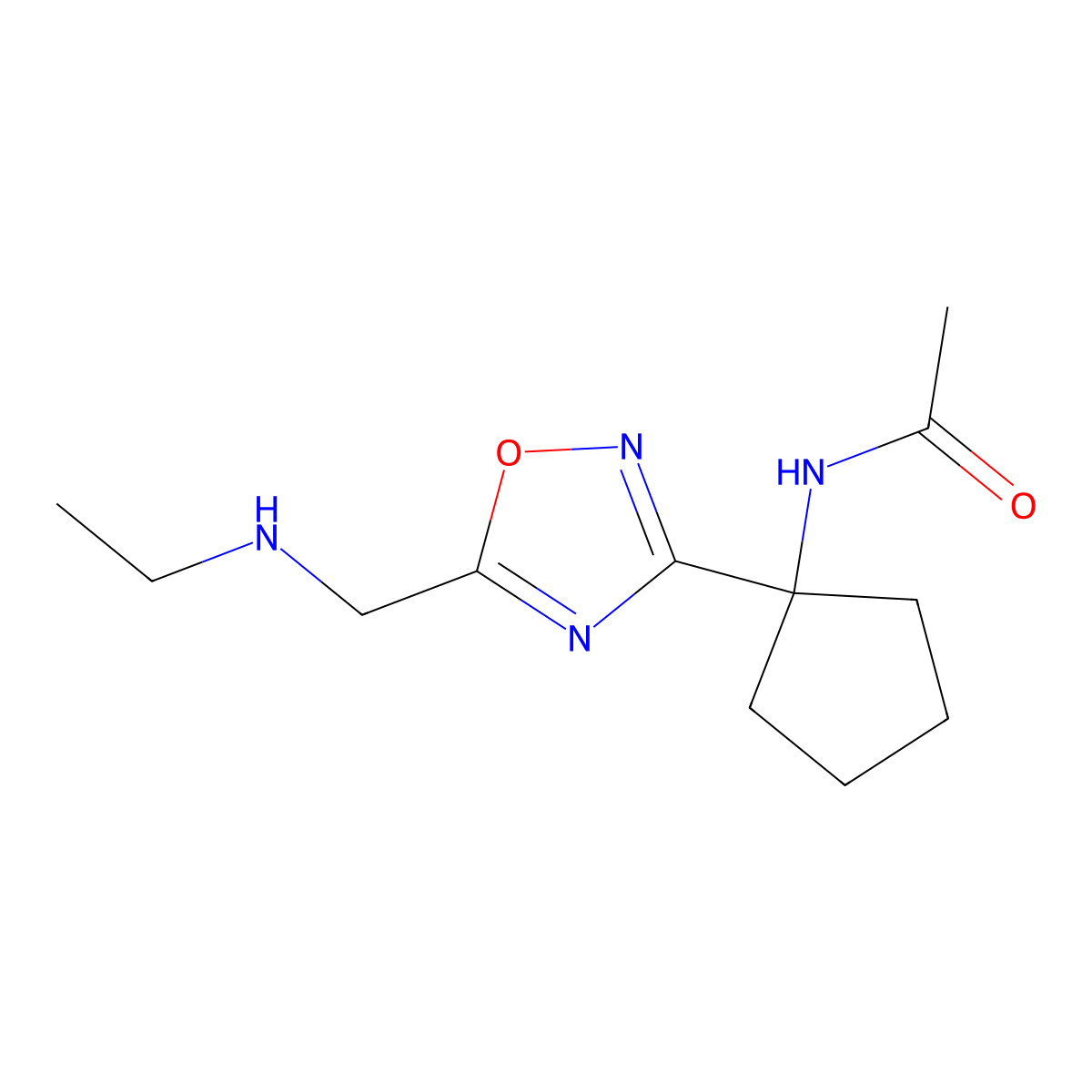 N-(1-{5-[(Ethylamino)methyl]-1,2,4-oxadiazol-3-YL}cyclopentyl)acetamide molecular structure, CAS 1171310-56-7