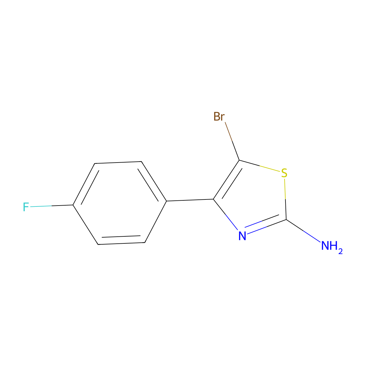 5-Bromo-4-(4-fluoro-phenyl)-thiazole-2-ylamine molecular structure, CAS 1171310-59-0