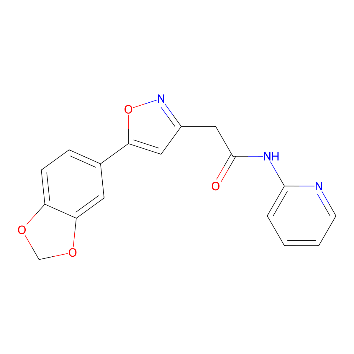2-(5-(benzo[d][1,3]dioxol-5-yl)isoxazol-3-yl)-N-(pyridin-2-yl)acetamide molecular structure, CAS 1171313-33-9