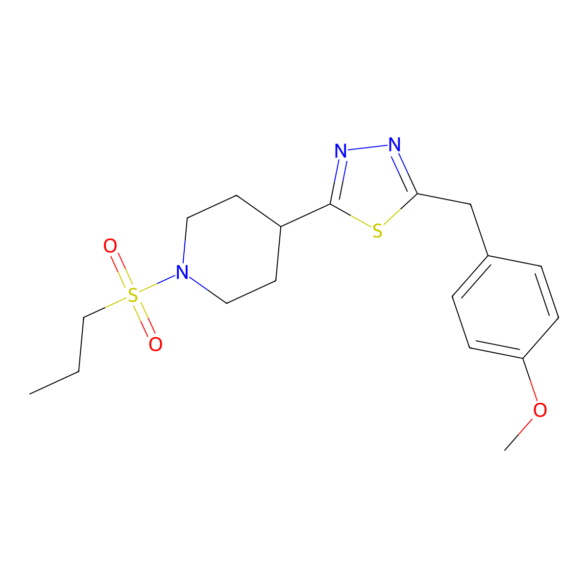 2-(4-Methoxybenzyl)-5-(1-(propylsulfonyl)piperidin-4-yl)-1,3,4-thiadiazole molecular structure, CAS 1171314-18-3
