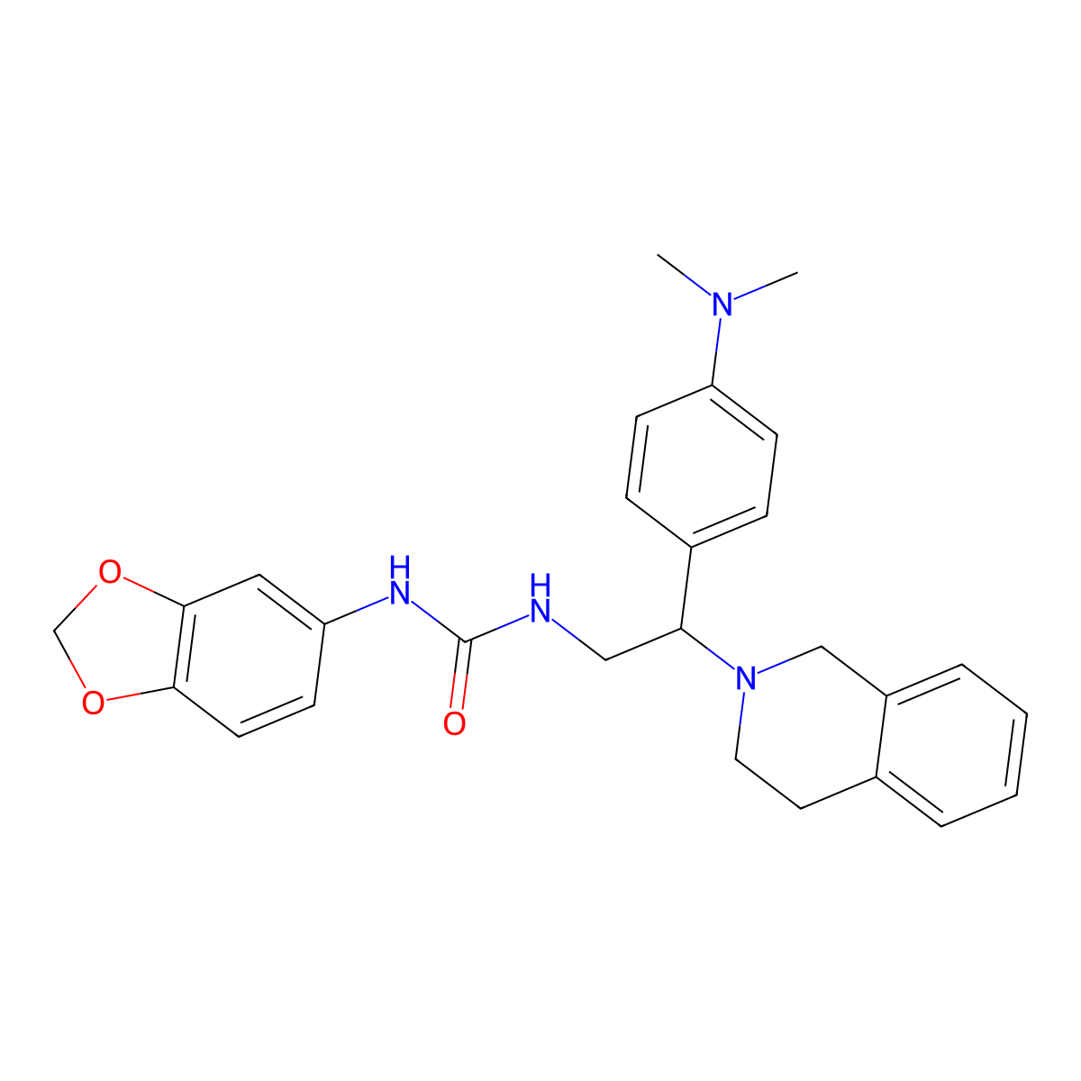 1-(benzo[d][1,3]dioxol-5-yl)-3-(2-(3,4-dihydroisoquinolin-2(1H)-yl)-2-(4-(dimethylamino)phenyl)ethyl)urea molecular structure, CAS 1171315-04-0