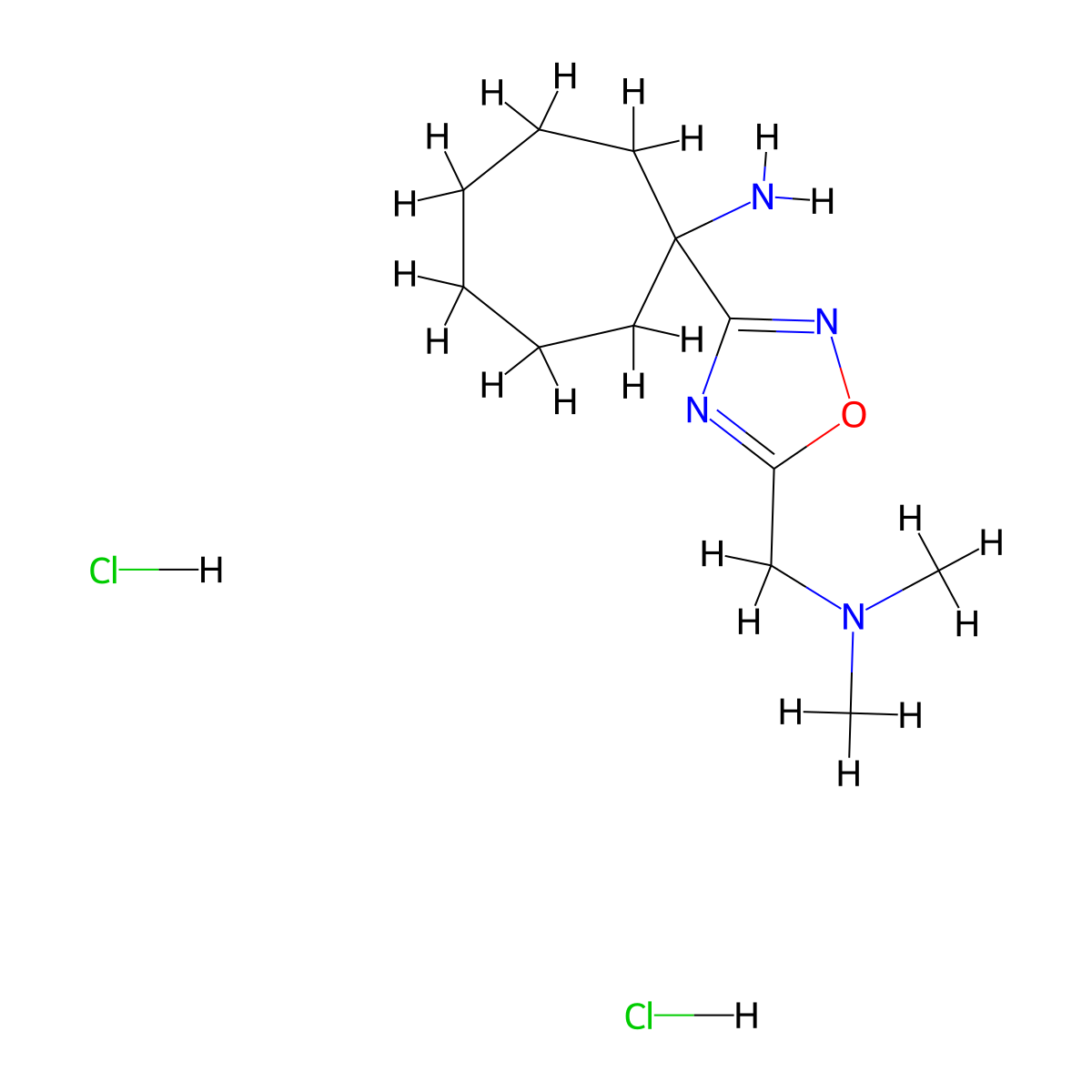 1-{5-[(Dimethylamino)methyl]-1,2,4-oxadiazol-3-yl}cycloheptan-1-amine dihydrochloride molecular structure, CAS 1171315-53-9