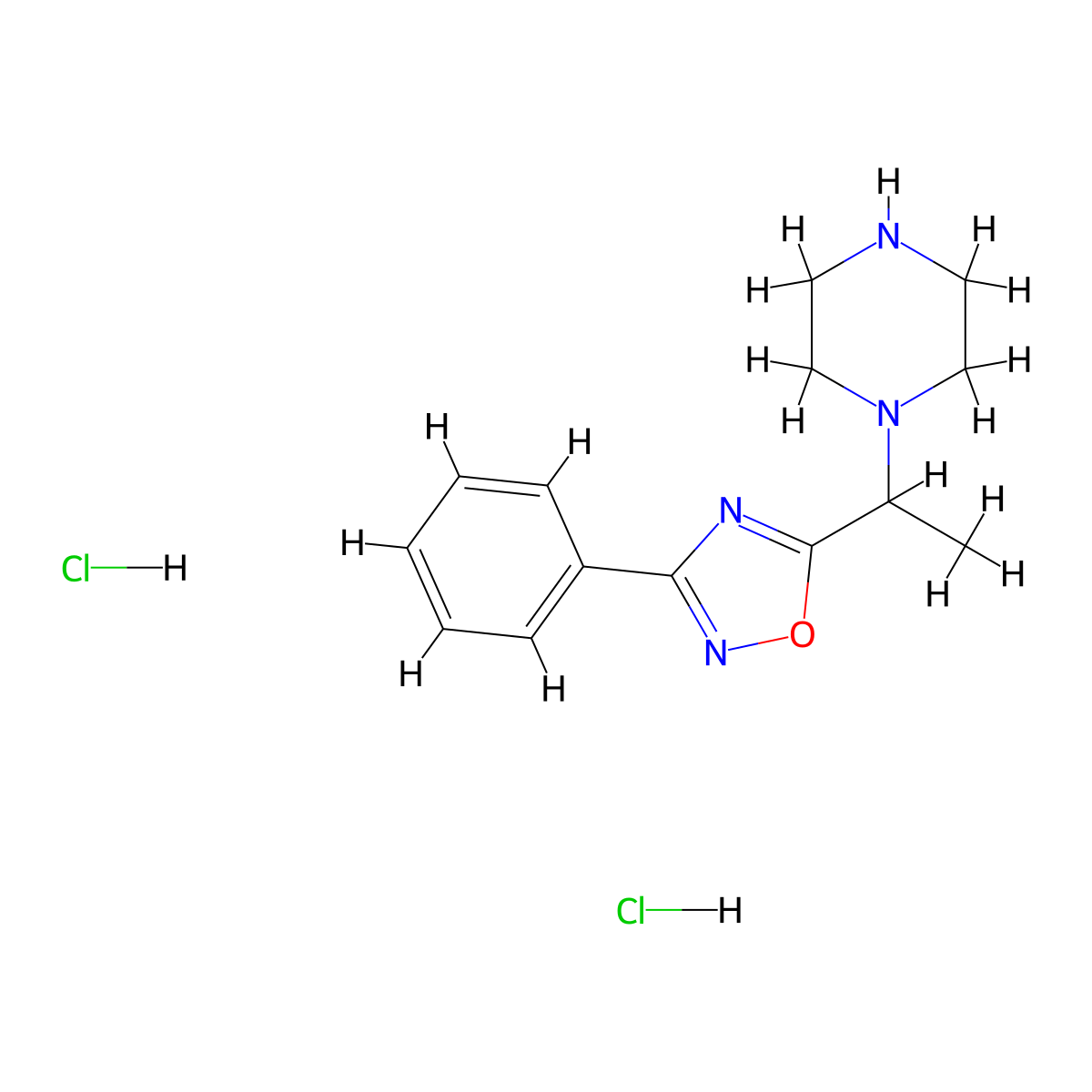 1-[1-(3-Phenyl-1,2,4-oxadiazol-5-yl)ethyl]piperazine dihydrochloride molecular structure, CAS 1171316-30-5
