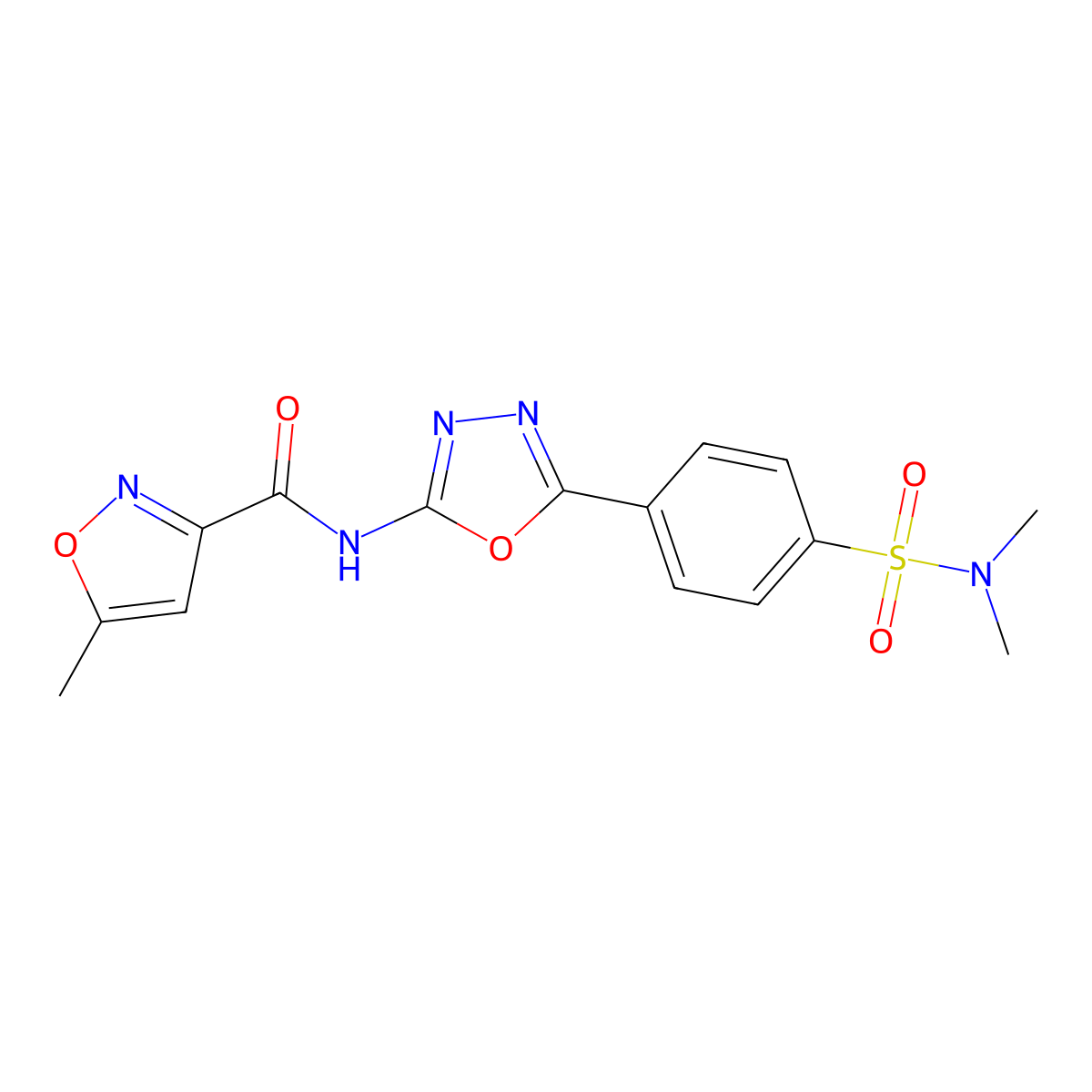 N-{5-[4-(dimethylsulfamoyl)phenyl]-1,3,4-oxadiazol-2-yl}-5-methyl-1,2-oxazole-3-carboxamide molecular structure, CAS 1171317-26-2