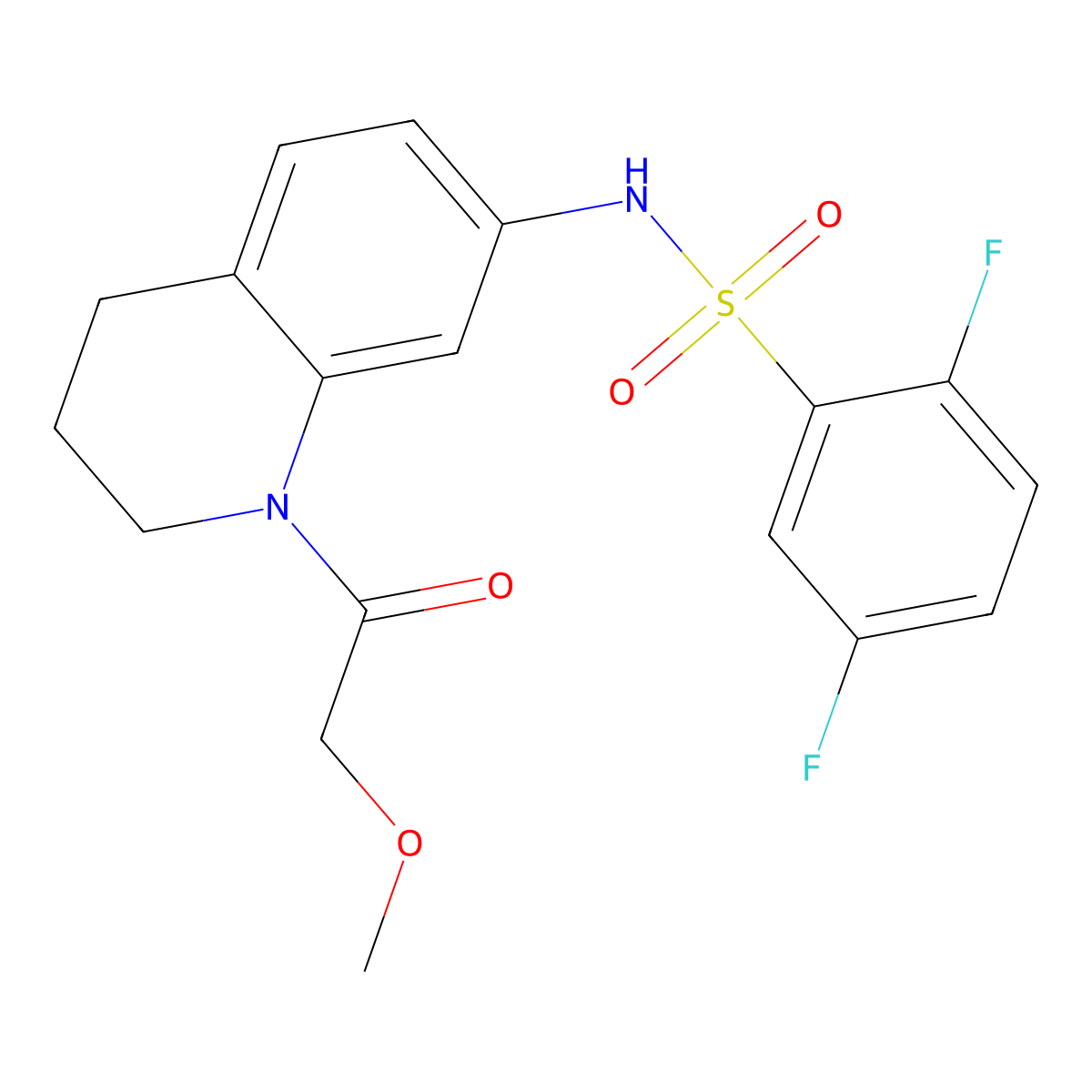 2,5-difluoro-N-(1-(2-methoxyacetyl)-1,2,3,4-tetrahydroquinolin-7-yl)benzenesulfonamide molecular structure, CAS 1171317-62-6