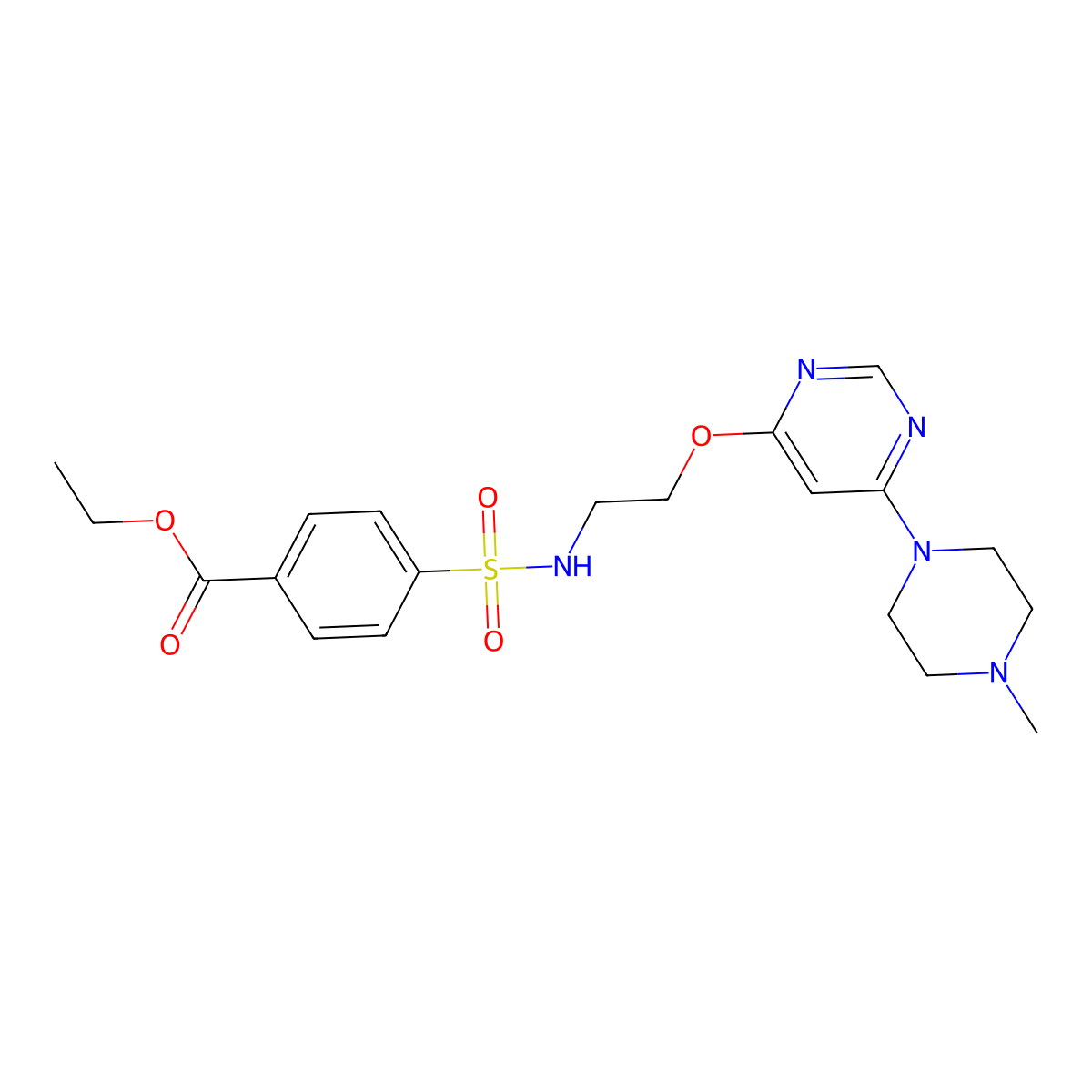ethyl 4-(N-(2-((6-(4-methylpiperazin-1-yl)pyrimidin-4-yl)oxy)ethyl)sulfamoyl)benzoate molecular structure, CAS 1171319-77-9