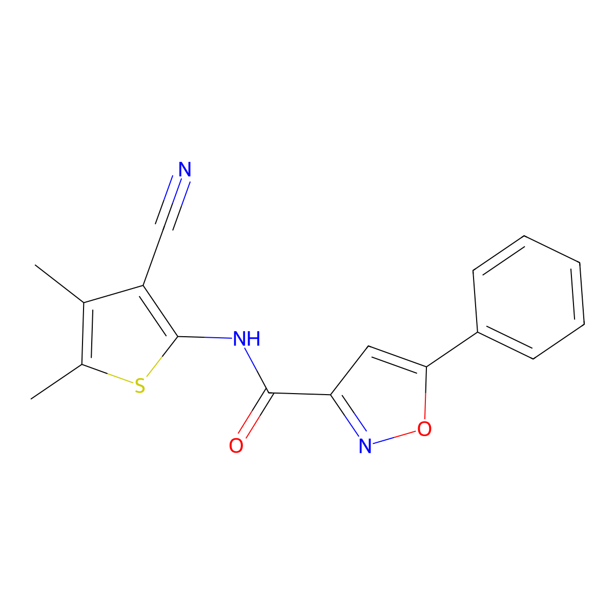 N-(3-cyano-4,5-dimethylthiophen-2-yl)-5-phenylisoxazole-3-carboxamide molecular structure, CAS 1171321-82-6