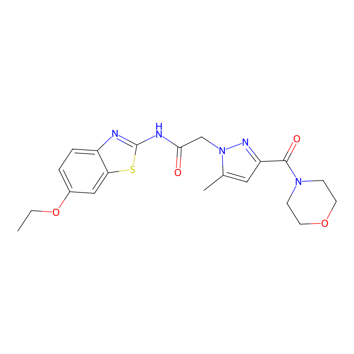 N-(6-ethoxybenzo[d]thiazol-2-yl)-2-(5-methyl-3-(morpholine-4-carbonyl)-1H-pyrazol-1-yl)acetamide molecular structure, CAS 1171323-20-8