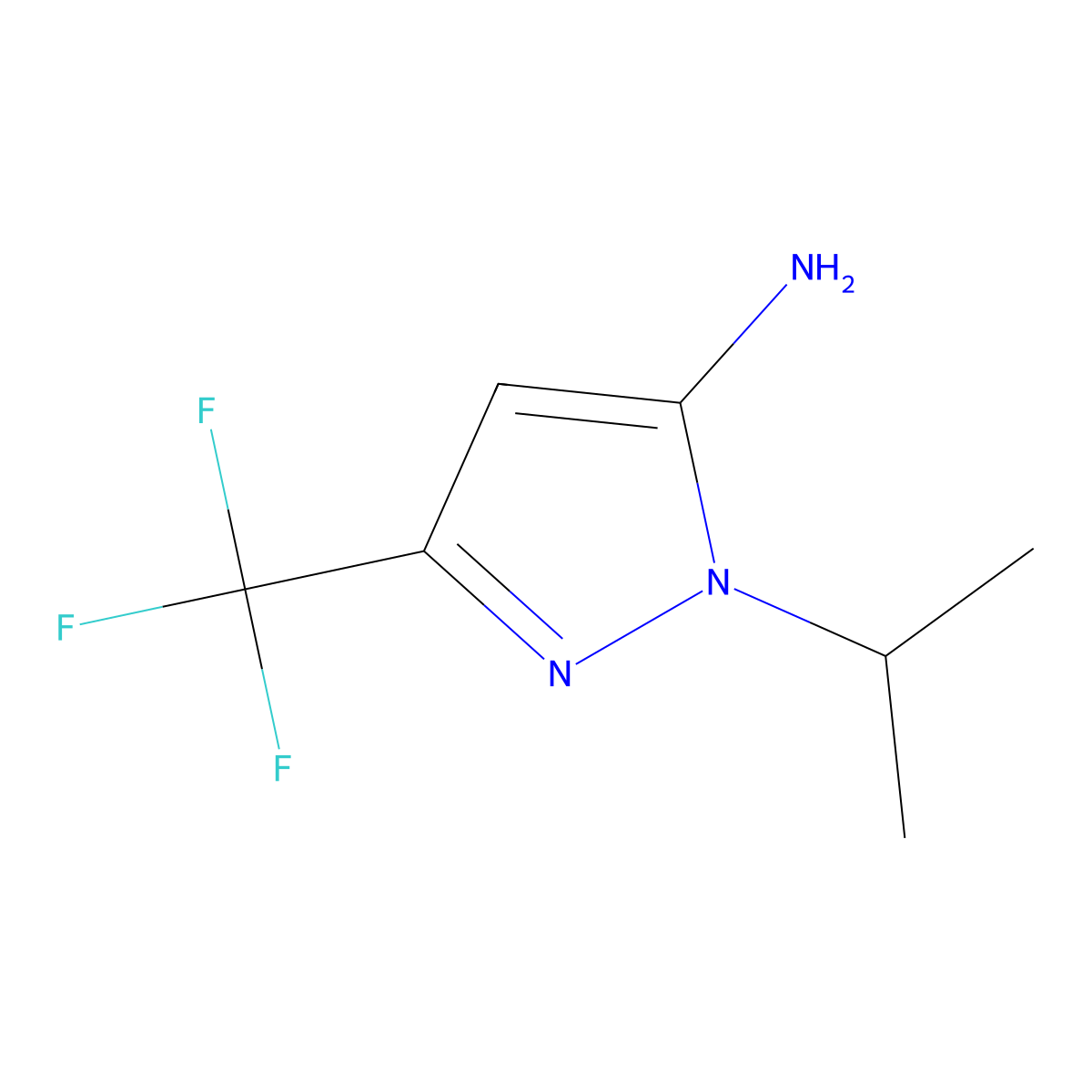 1-isopropyl-3-(trifluoromethyl)-1H-pyrazol-5-amine molecular structure, CAS 1171326-79-6