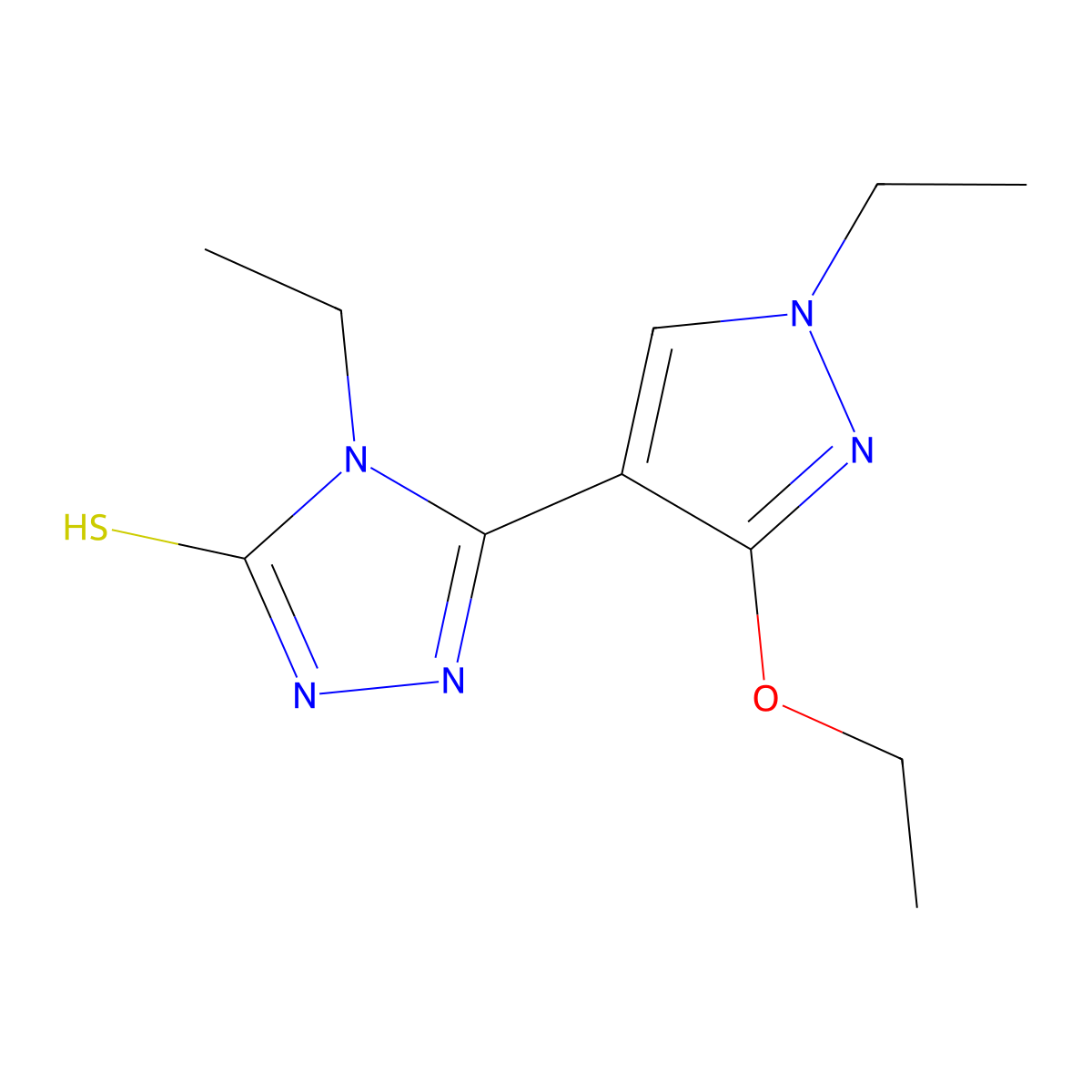 5-(3-ethoxy-1-ethyl-1H-pyrazol-4-yl)-4-ethyl-4H-1,2,4-triazole-3-thiol molecular structure, CAS 1171329-39-7
