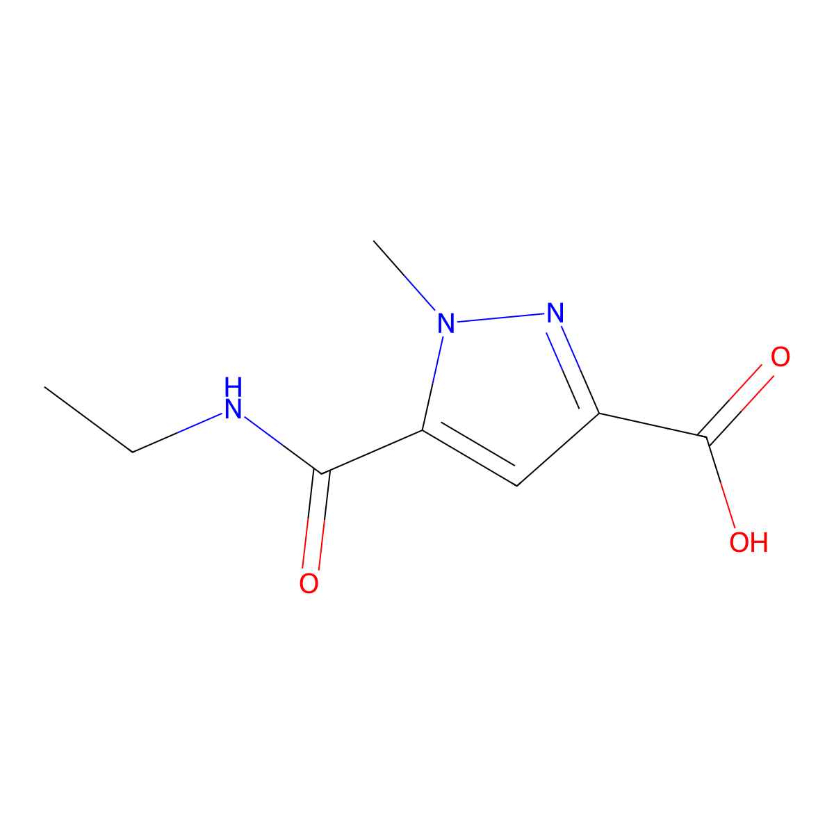 5-(ethylcarbamoyl)-1-methyl-1H-pyrazole-3-carboxylic acid molecular structure, CAS 1171333-04-2