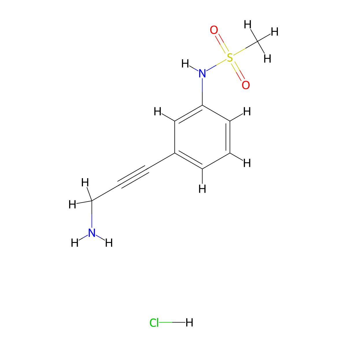 N-[3-(3-aminoprop-1-yn-1-yl)phenyl]methanesulfonamide hydrochloride molecular structure, CAS 1171333-24-6