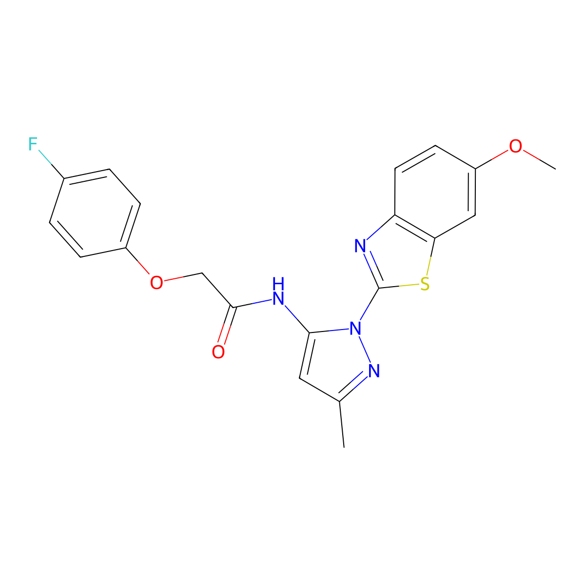 2-(4-fluorophenoxy)-N-(1-(6-methoxybenzo[d]thiazol-2-yl)-3-methyl-1H-pyrazol-5-yl)acetamide molecular structure, CAS 1171336-25-6