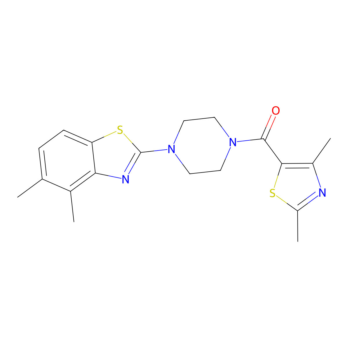 (4-(4,5-Dimethylbenzo[d]thiazol-2-yl)piperazin-1-yl)(2,4-dimethylthiazol-5-yl)methanone molecular structure, CAS 1171336-98-3