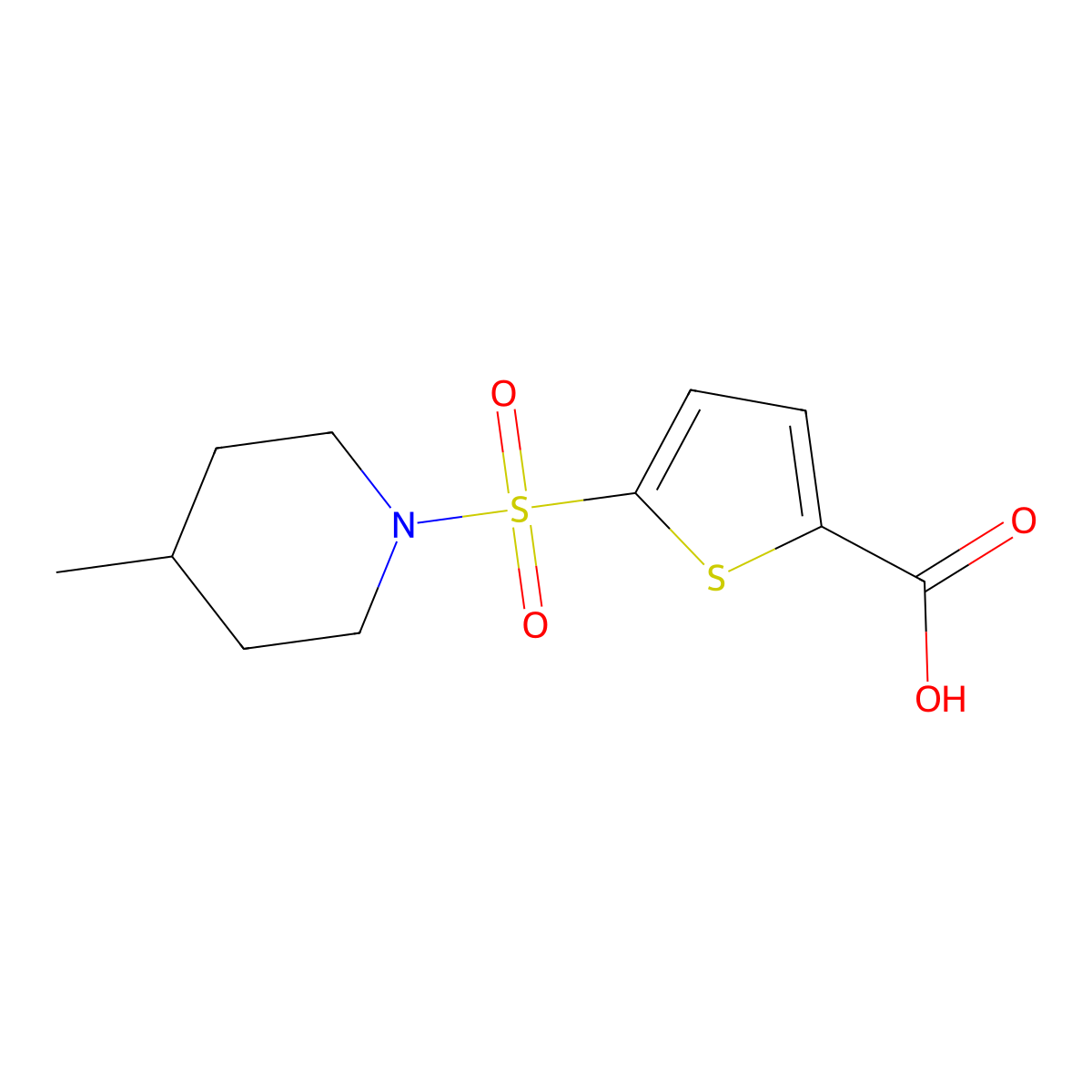 5-[(4-Methylpiperidin-1-yl)sulfonyl]thiophene-2-carboxylic acid molecular structure, CAS 1171337-80-6