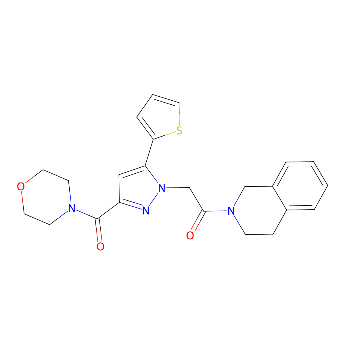 1-(3,4-dihydroisoquinolin-2(1H)-yl)-2-(3-(morpholine-4-carbonyl)-5-(thiophen-2-yl)-1H-pyrazol-1-yl)ethanone molecular structure, CAS 1171339-02-8