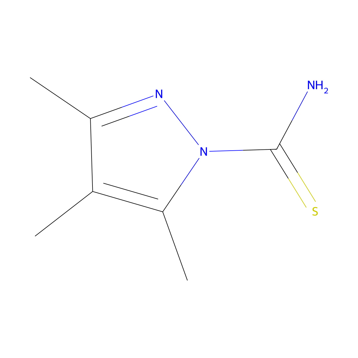 3,4,5-trimethyl-1H-pyrazole-1-carbothioamide molecular structure, CAS 117134-80-2