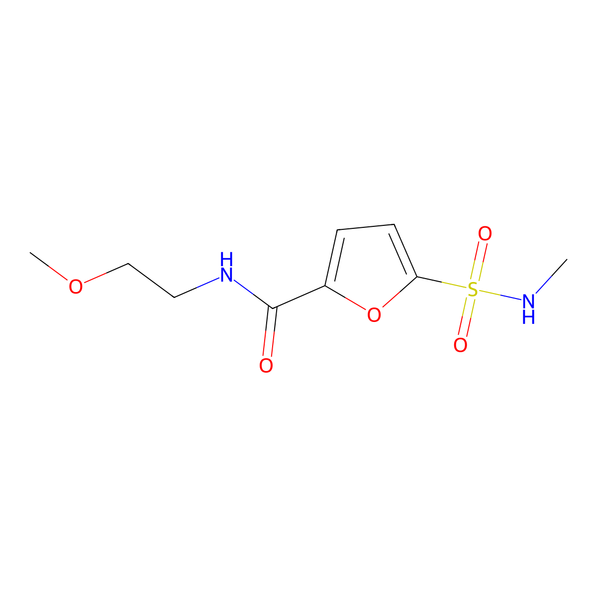 N-(2-methoxyethyl)-5-(methylsulfamoyl)furan-2-carboxamide molecular structure, CAS 1171340-80-9