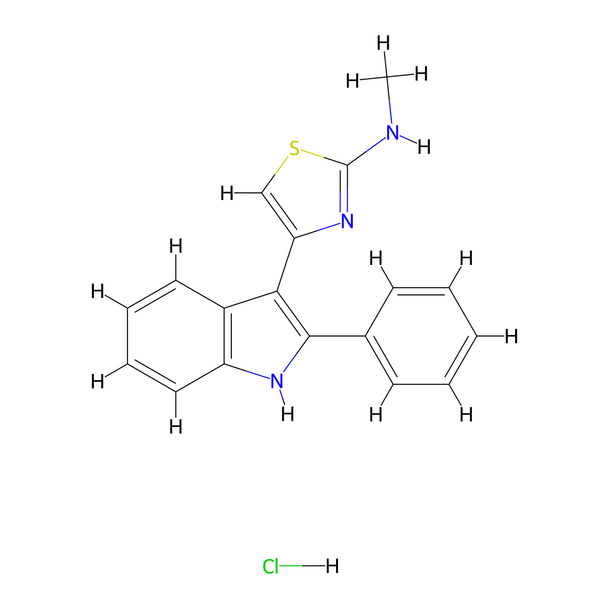 N-methyl-4-(2-phenyl-1H-indol-3-yl)-1,3-thiazol-2-amine hydrochloride molecular structure, CAS 1171341-19-7