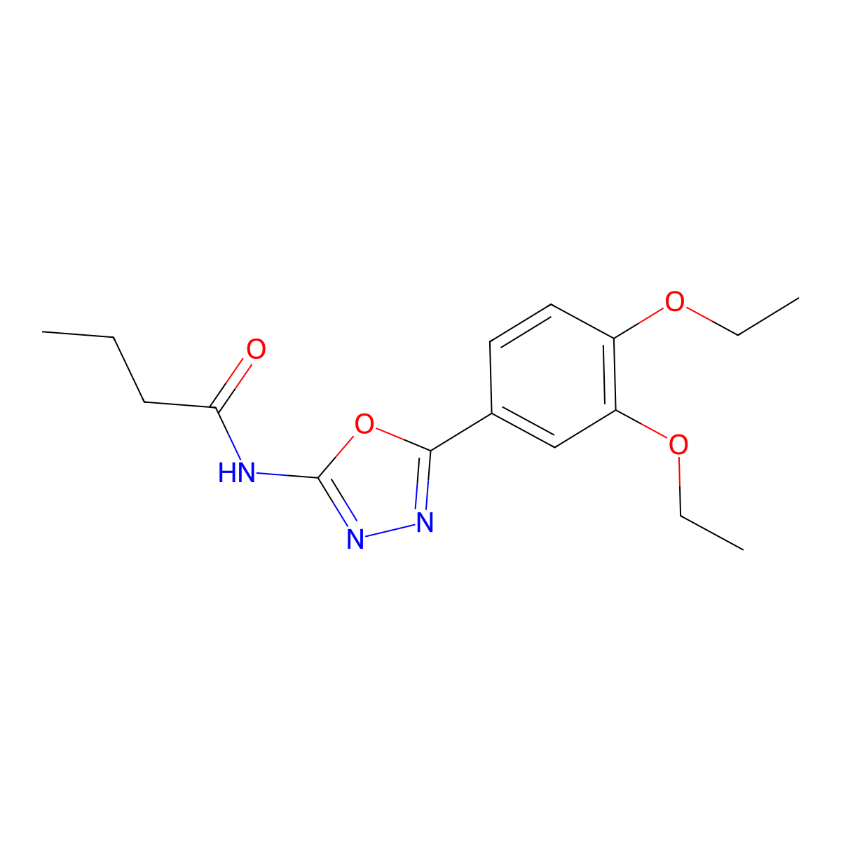 N-(5-(3,4-diethoxyphenyl)-1,3,4-oxadiazol-2-yl)butyramide molecular structure, CAS 1171343-25-1