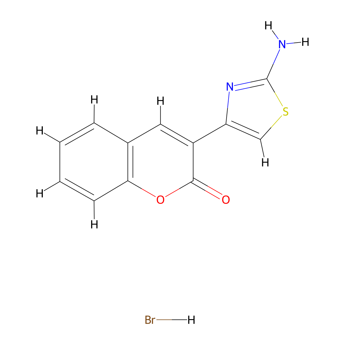 3-(2-amino-1,3-thiazol-4-yl)-2H-chromen-2-one hydrobromide molecular structure, CAS 1171344-20-9