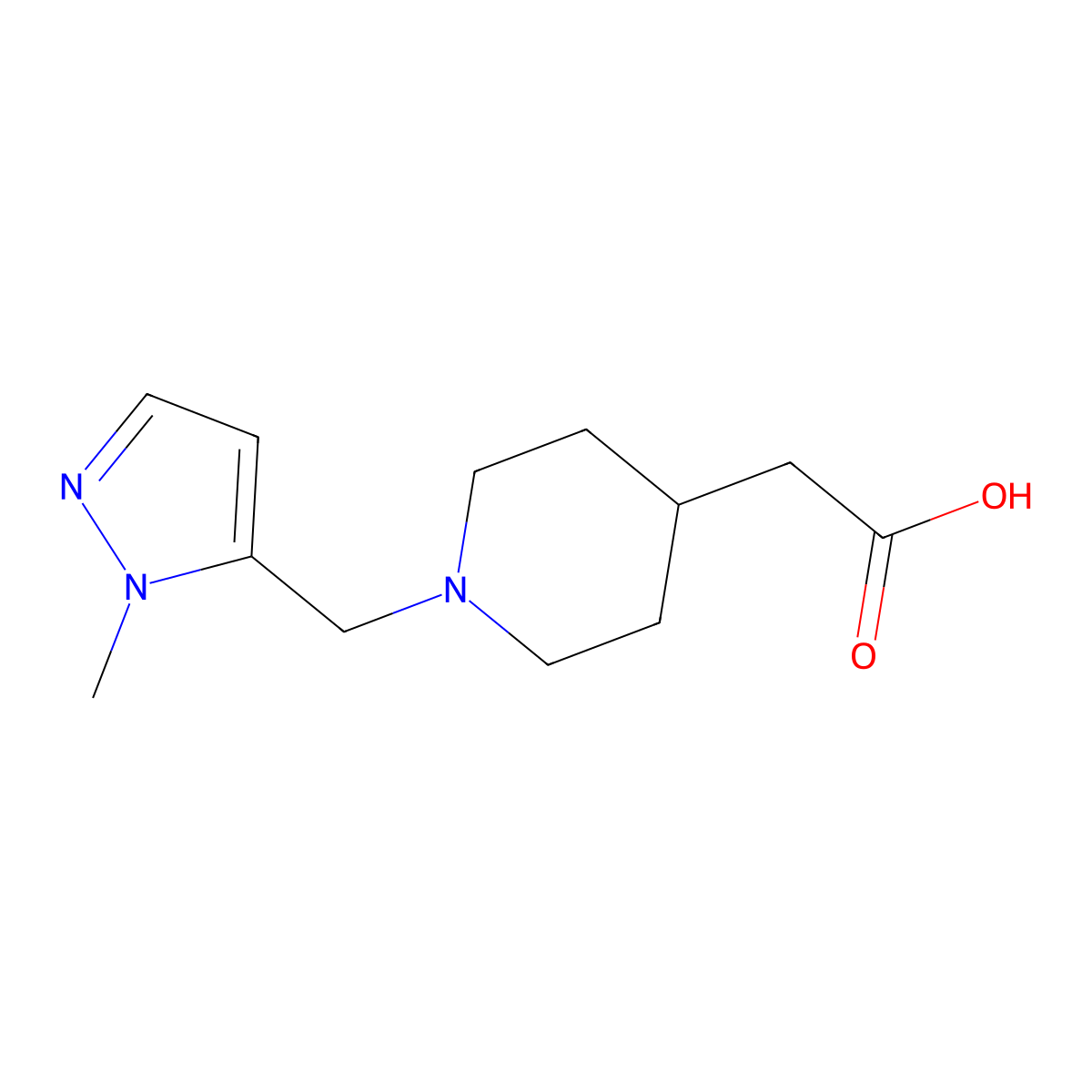 2-{1-[(1-Methylpyrazol-5-yl)methyl]-4-piperidyl}acetic acid molecular structure, CAS 1171344-70-9