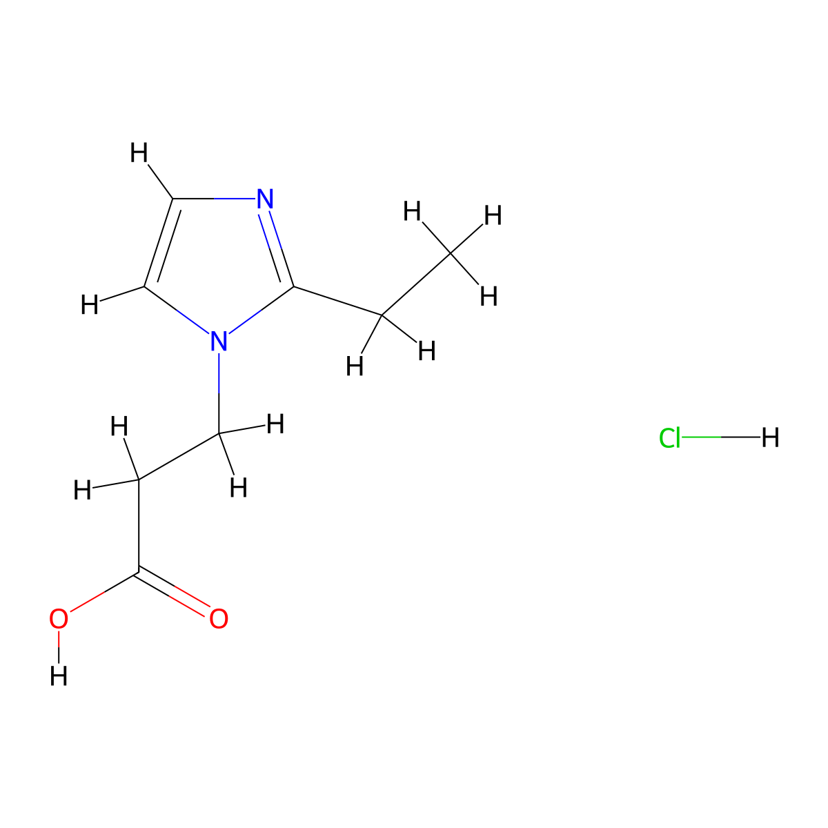 3-(2-ethyl-1H-imidazol-1-yl)propanoic acid hydrochloride molecular structure, CAS 1171345-16-6