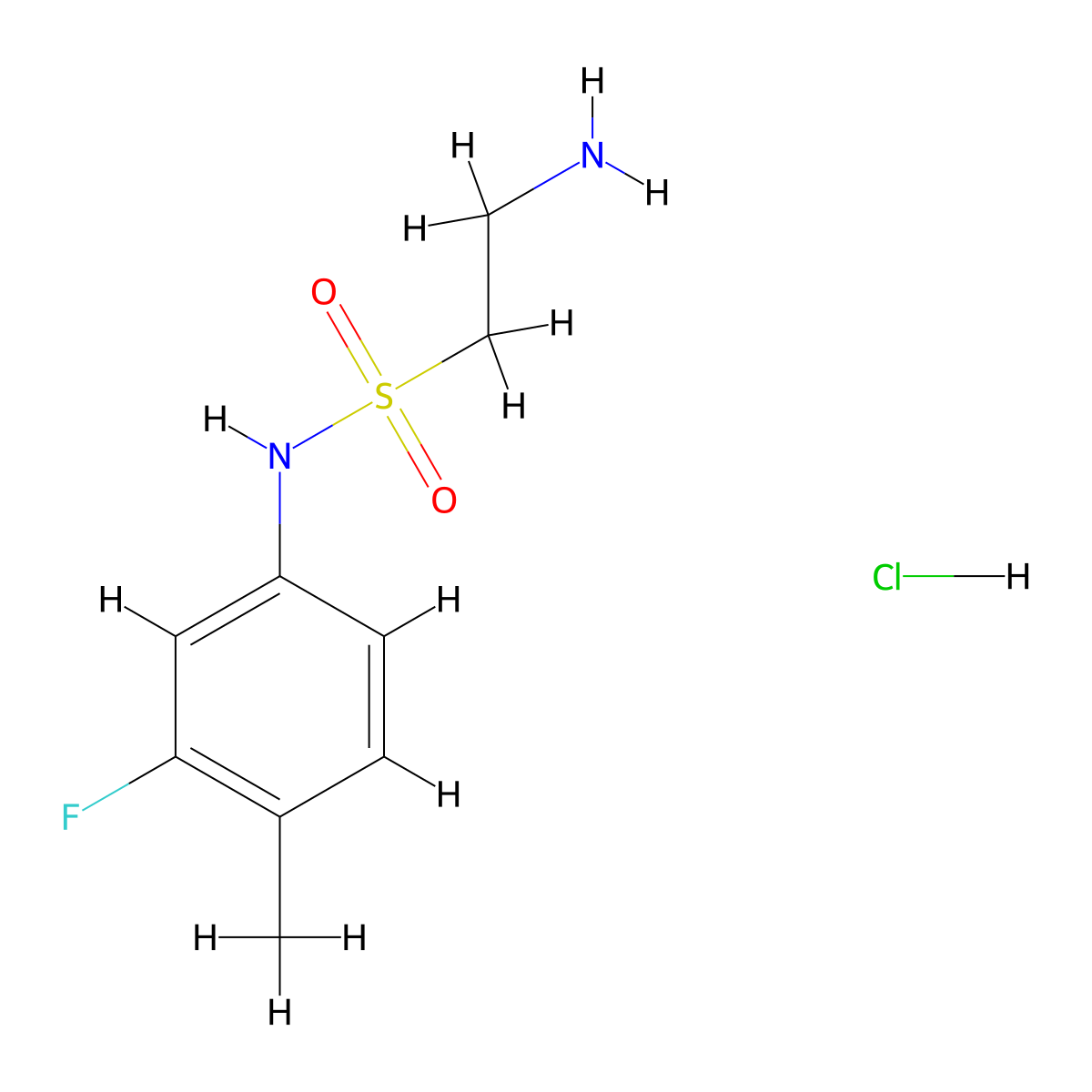 2-amino-N-(3-fluoro-4-methylphenyl)ethane-1-sulfonamide hydrochloride molecular structure, CAS 1171345-34-8