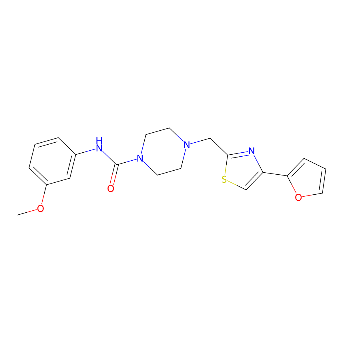 4-((4-(furan-2-yl)thiazol-2-yl)methyl)-N-(3-methoxyphenyl)piperazine-1-carboxamide molecular structure, CAS 1171346-67-0