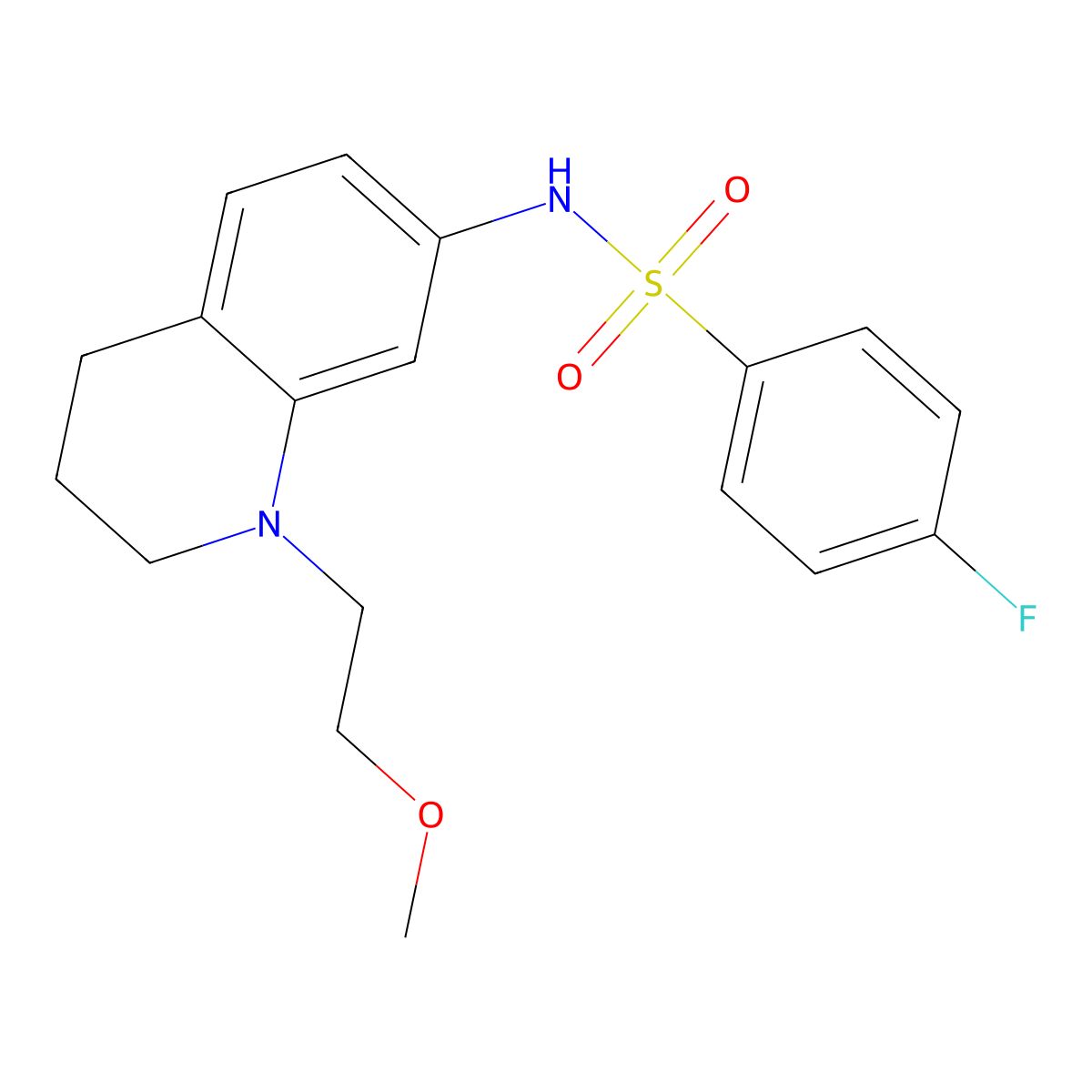 4-fluoro-N-(1-(2-methoxyethyl)-1,2,3,4-tetrahydroquinolin-7-yl)benzenesulfonamide molecular structure, CAS 1171350-07-4