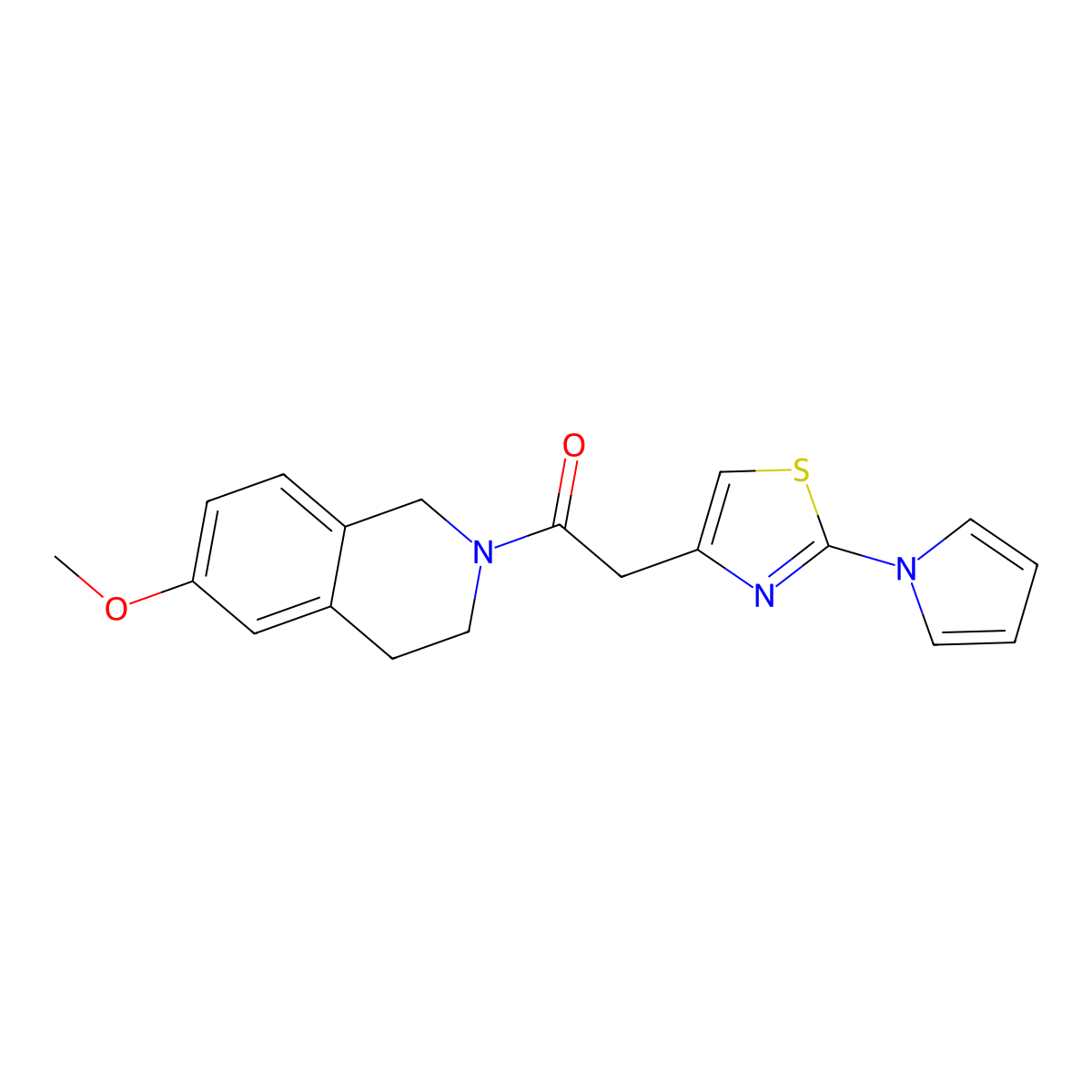 2-(2-(1H-pyrrol-1-yl)thiazol-4-yl)-1-(6-methoxy-3,4-dihydroisoquinolin-2(1H)-yl)ethanone molecular structure, CAS 1171350-43-8