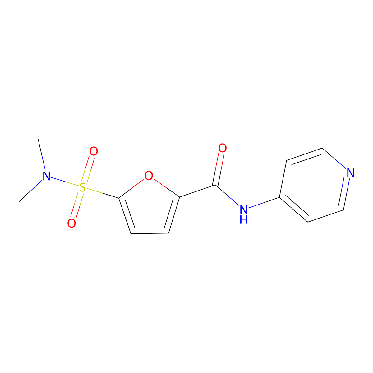 5-(dimethylsulfamoyl)-N-(pyridin-4-yl)furan-2-carboxamide molecular structure, CAS 1171350-58-5