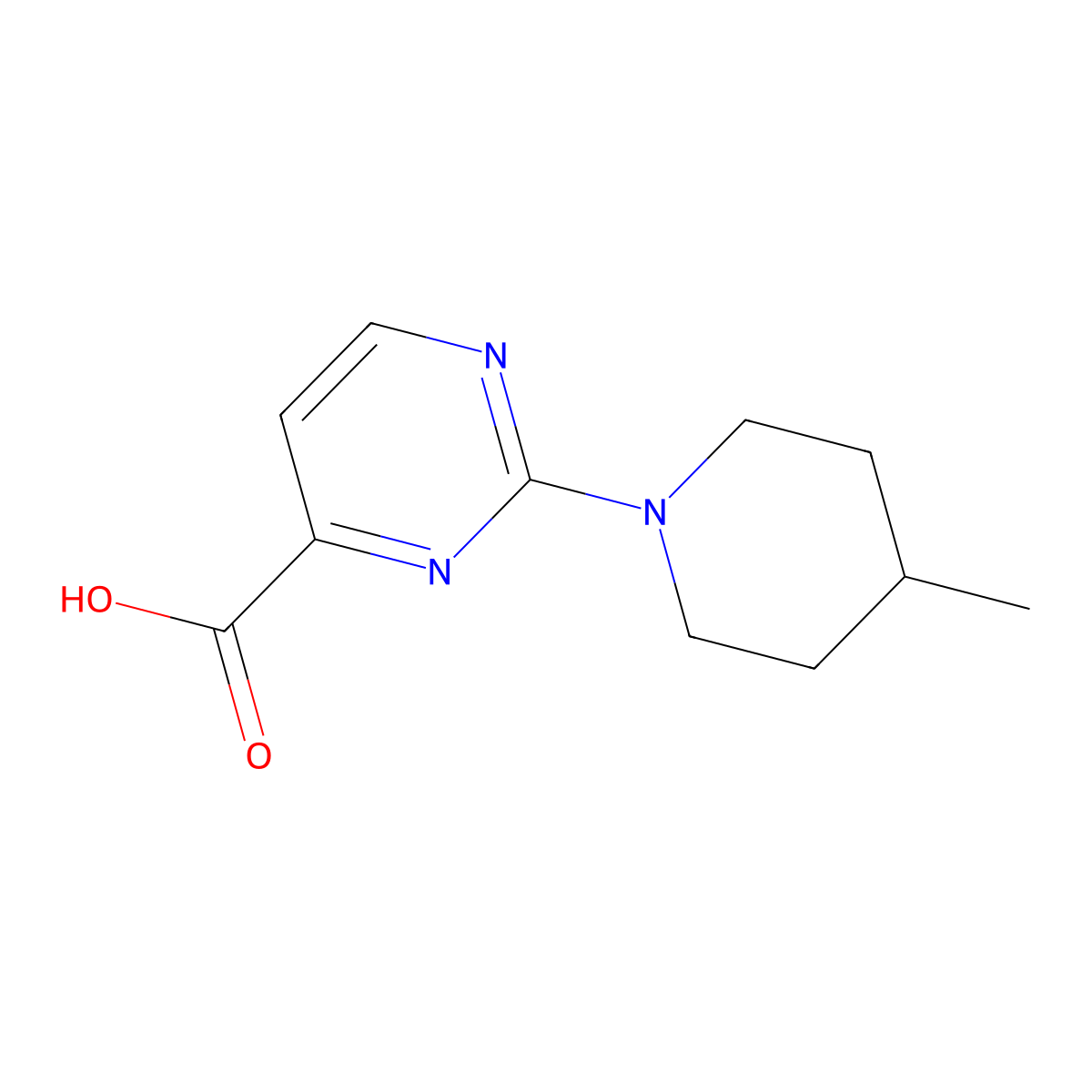 2-(4-Methylpiperidin-1-yl)pyrimidine-4-carboxylic acid molecular structure, CAS 1171352-49-0