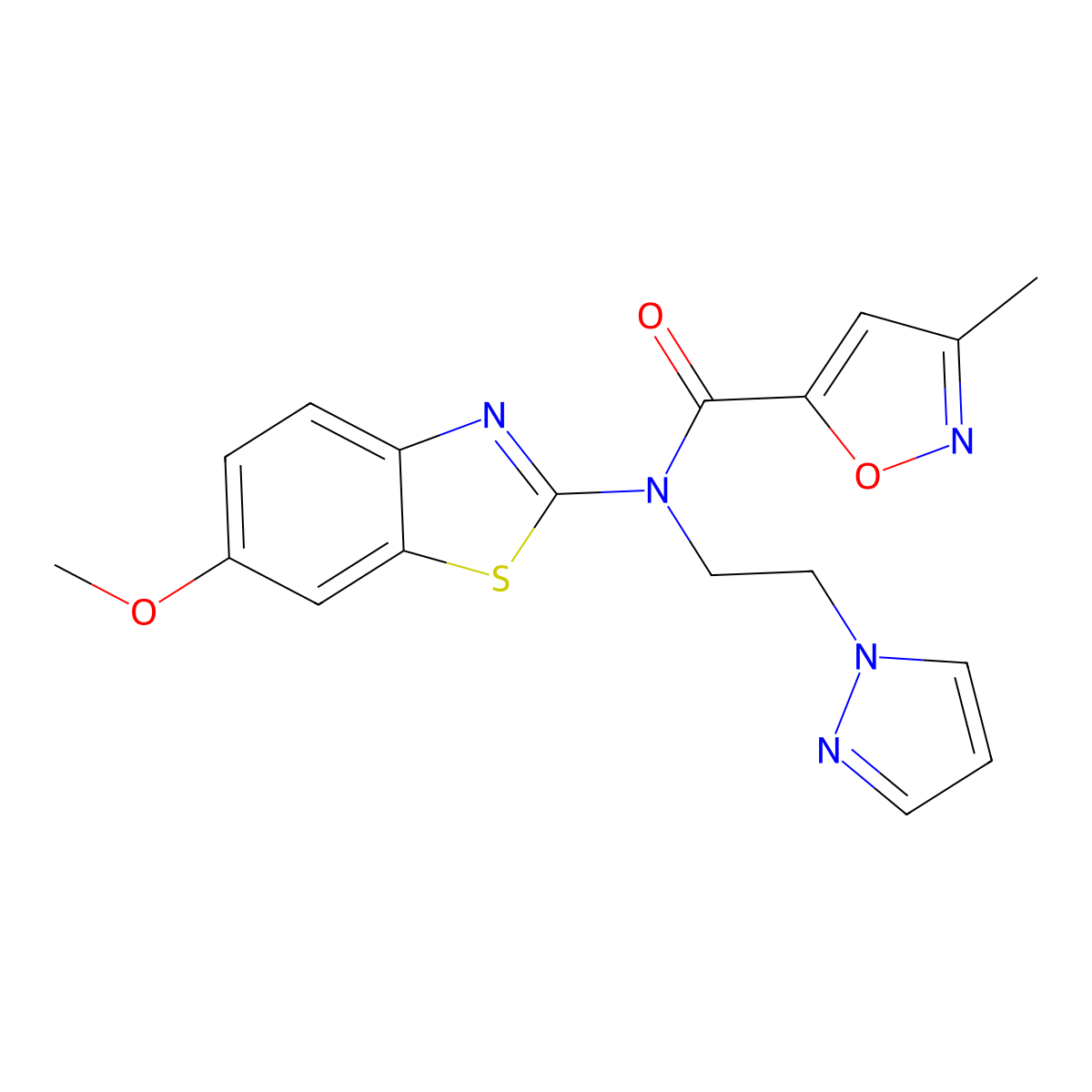 N-(2-(1H-pyrazol-1-yl)ethyl)-N-(6-methoxybenzo[d]thiazol-2-yl)-3-methylisoxazole-5-carboxamide molecular structure, CAS 1171353-89-1