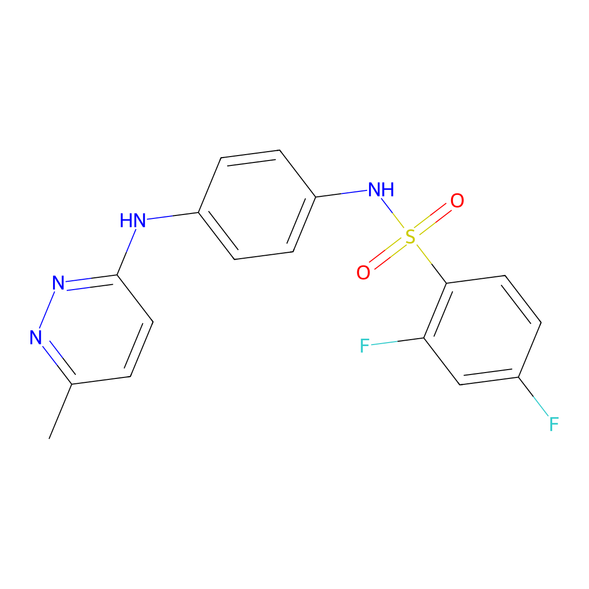 2,4-difluoro-N-(4-((6-methylpyridazin-3-yl)amino)phenyl)benzenesulfonamide molecular structure, CAS 1171354-86-1