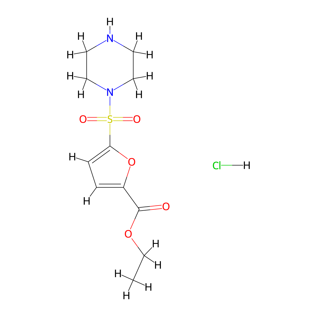Ethyl 5-(piperazine-1-sulfonyl)furan-2-carboxylate hydrochloride molecular structure, CAS 1171354-98-5