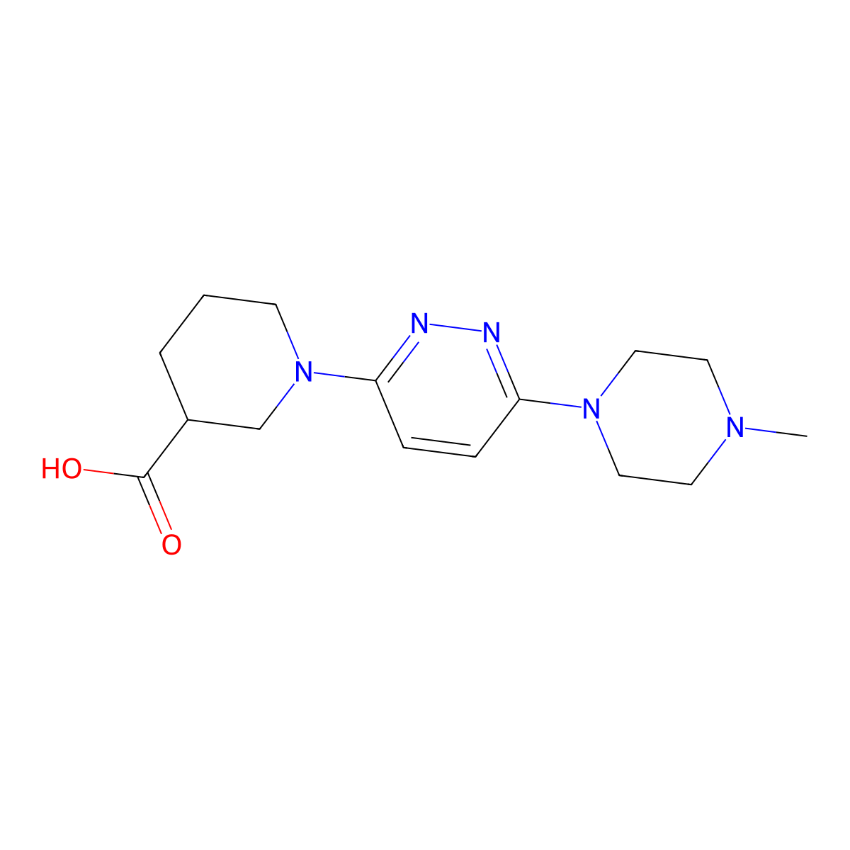 1-[6-(4-Methylpiperazin-1-yl)pyridazin-3-yl]piperidine-3-carboxylic acid molecular structure, CAS 1171356-85-6