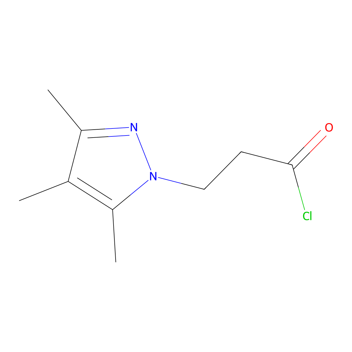 3-(3,4,5-trimethyl-1H-pyrazol-1-yl)propanoyl chloride molecular structure, CAS 1171357-80-4