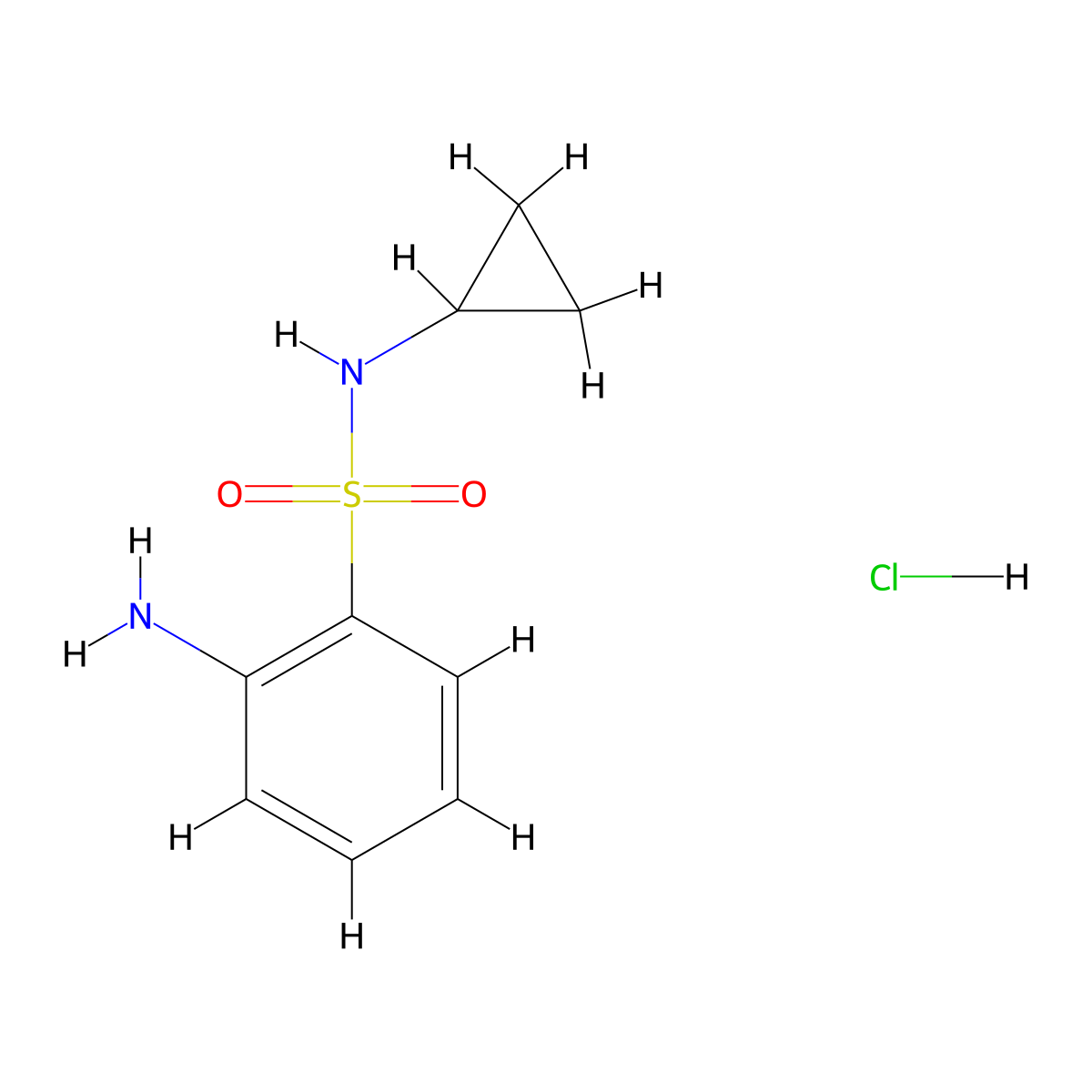 2-amino-N-cyclopropylbenzene-1-sulfonamide hydrochloride molecular structure, CAS 1171358-67-0