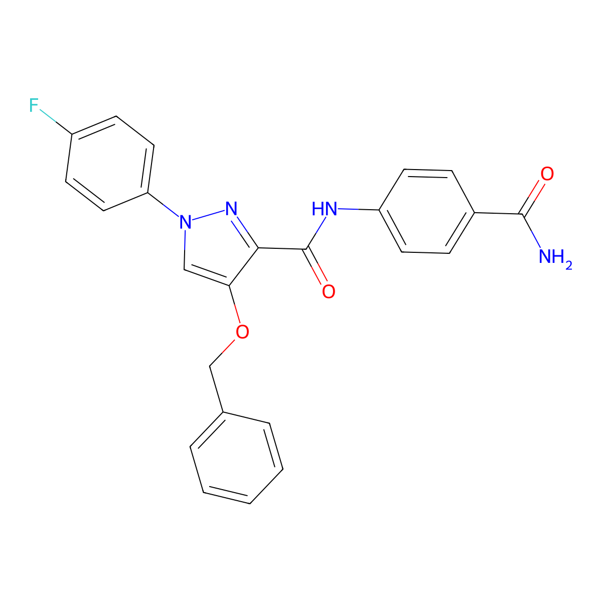 4-(benzyloxy)-N-(4-carbamoylphenyl)-1-(4-fluorophenyl)-1H-pyrazole-3-carboxamide molecular structure, CAS 1171358-92-1