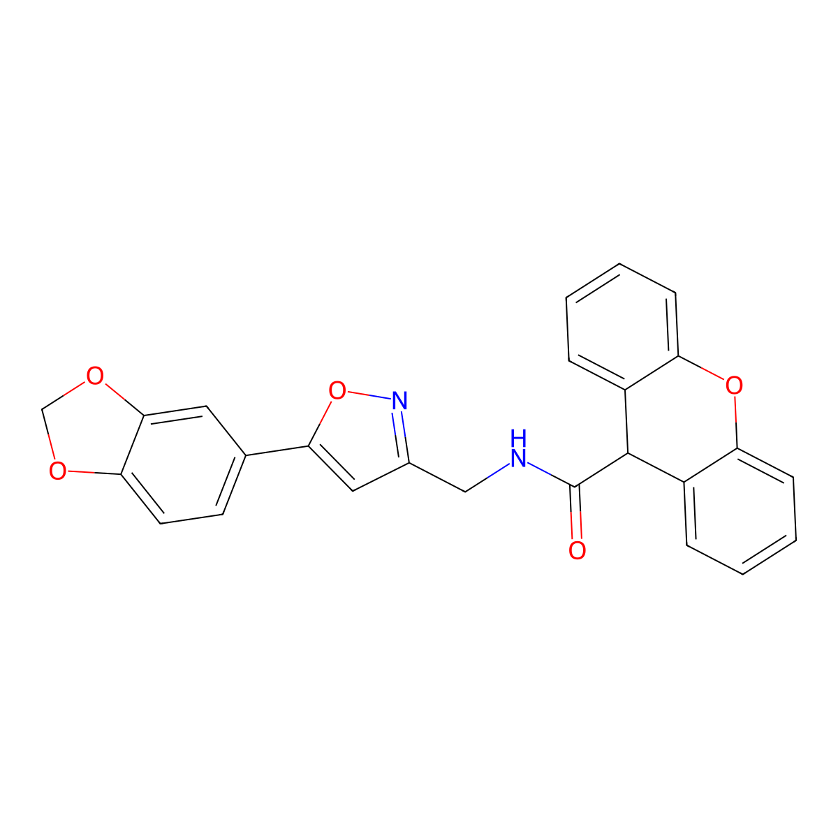 N-((5-(benzo[d][1,3]dioxol-5-yl)isoxazol-3-yl)methyl)-9H-xanthene-9-carboxamide molecular structure, CAS 1171359-67-3
