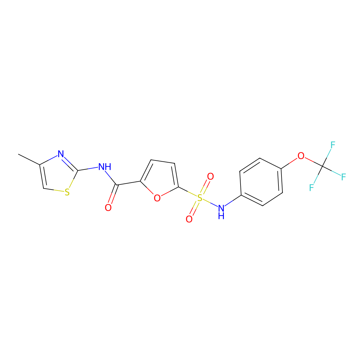 N-(4-methyl-1,3-thiazol-2-yl)-5-{[4-(trifluoromethoxy)phenyl]sulfamoyl}furan-2-carboxamide molecular structure, CAS 1171359-87-7