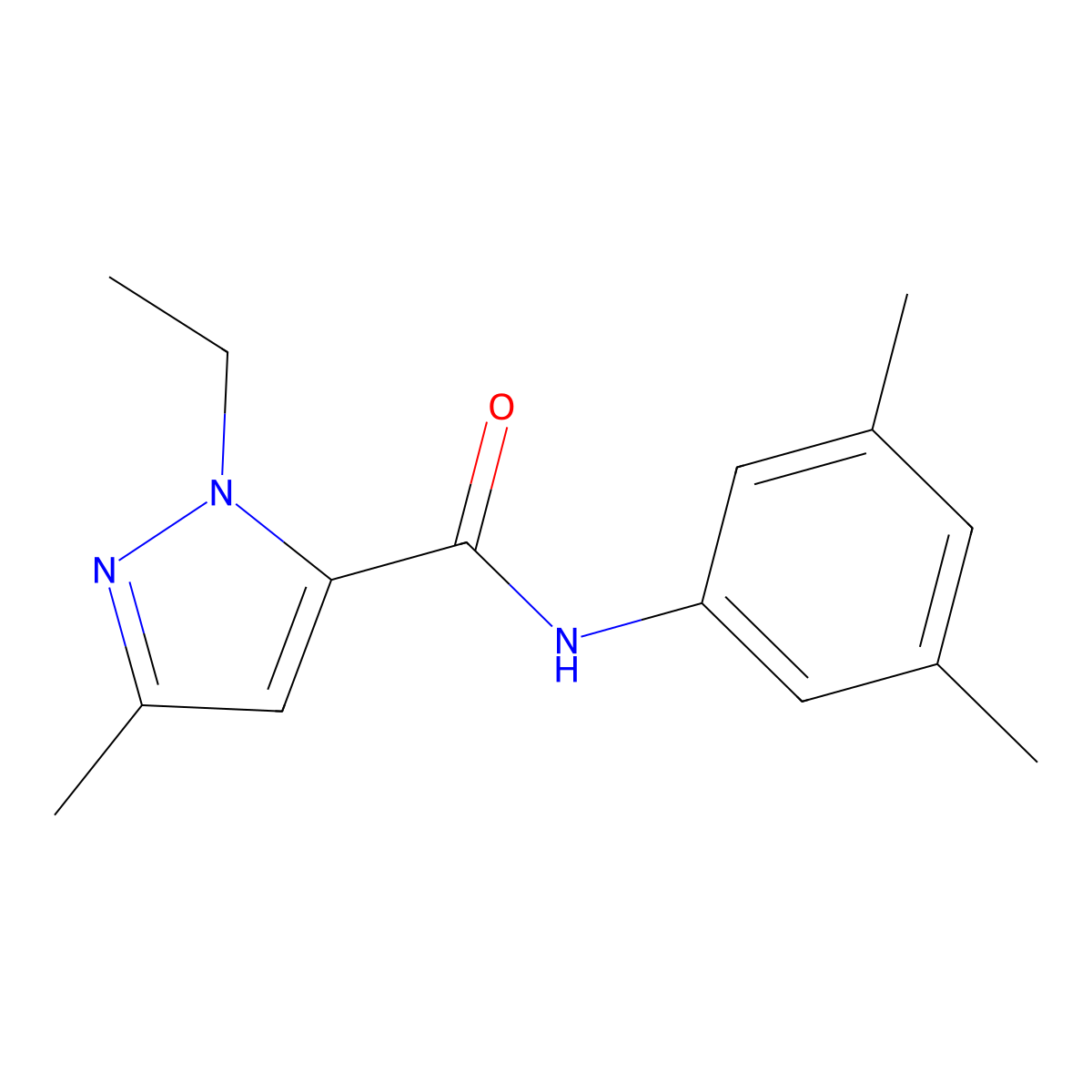N-(3,5-dimethylphenyl)-1-ethyl-3-methyl-1H-pyrazole-5-carboxamide molecular structure, CAS 1171360-51-2