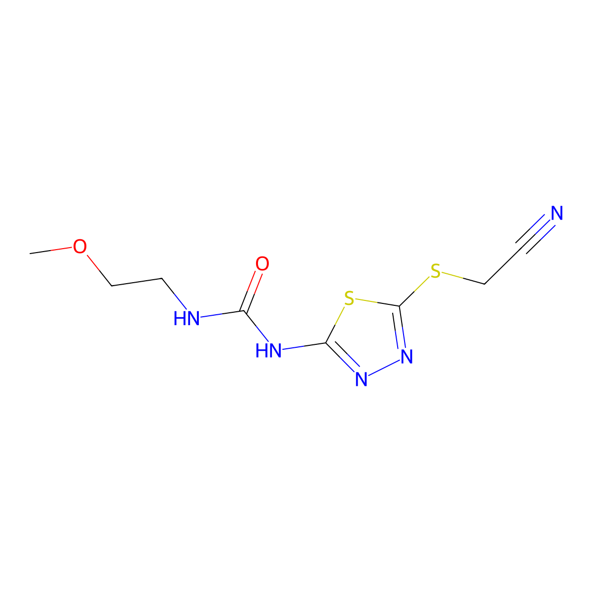 1-(5-((Cyanomethyl)thio)-1,3,4-thiadiazol-2-yl)-3-(2-methoxyethyl)urea molecular structure, CAS 1171367-07-9