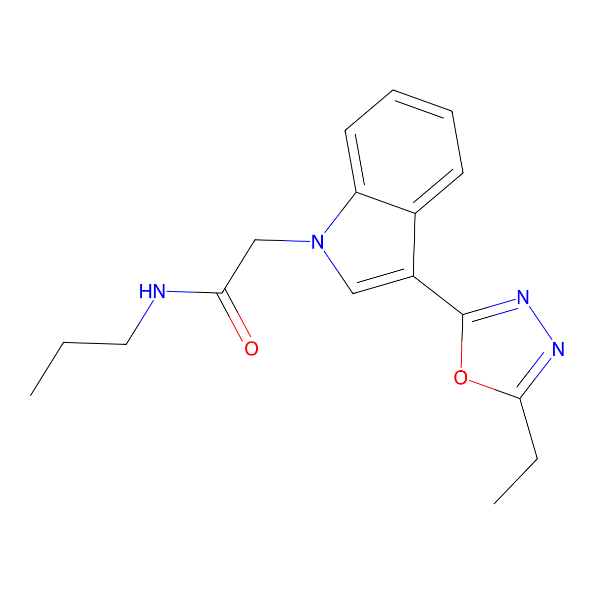 2-[3-(5-ethyl-1,3,4-oxadiazol-2-yl)-1H-indol-1-yl]-N-propylacetamide molecular structure, CAS 1171369-87-1